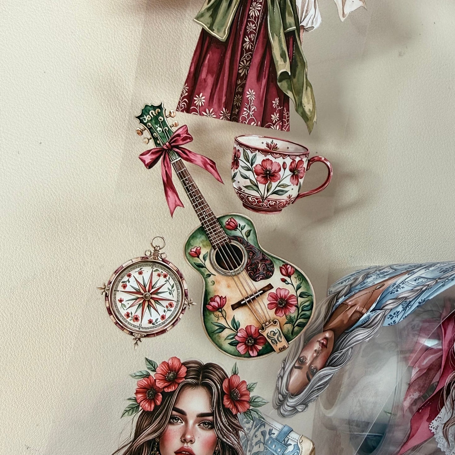 PET Poppy Bohemian Trails and  Delft Blue Windmills 3D raised tape,one roll fashion, junk journal, scrapbooking,bullet journal, card making.