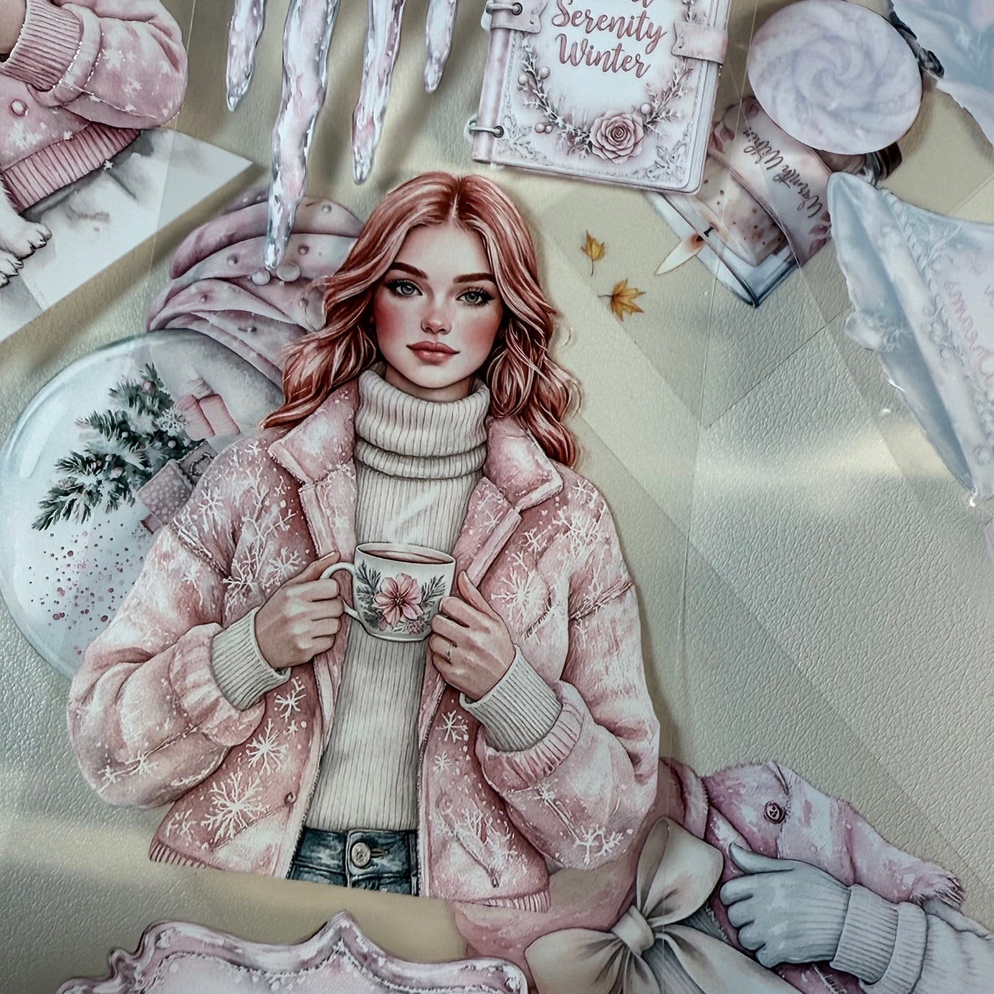 PET 3D raised Winter In The Country and in Wonderland tape,one roll fashion, junk journal, scrapbooking,bullet journal, card making.