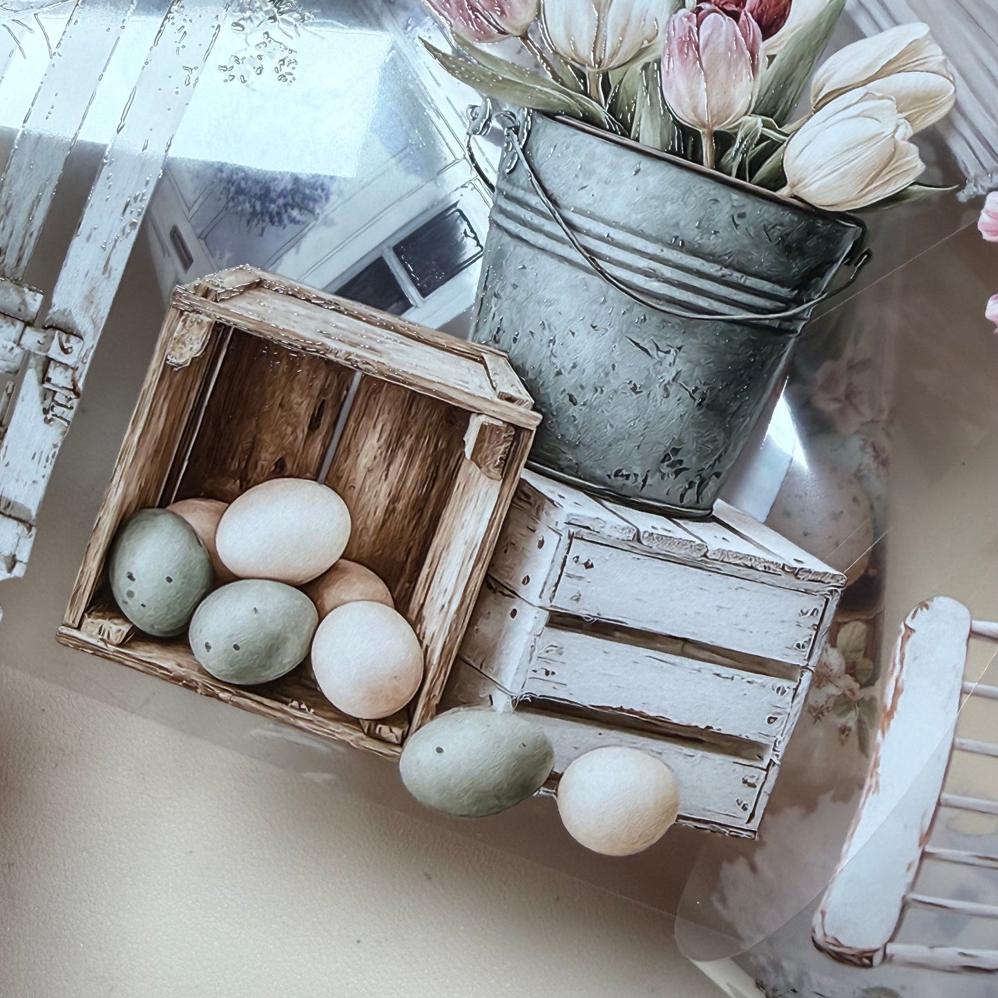 PET 3D raised Spring Landscape 4 tape,one roll fashion, junk journal, scrapbooking,bullet journal, card making.