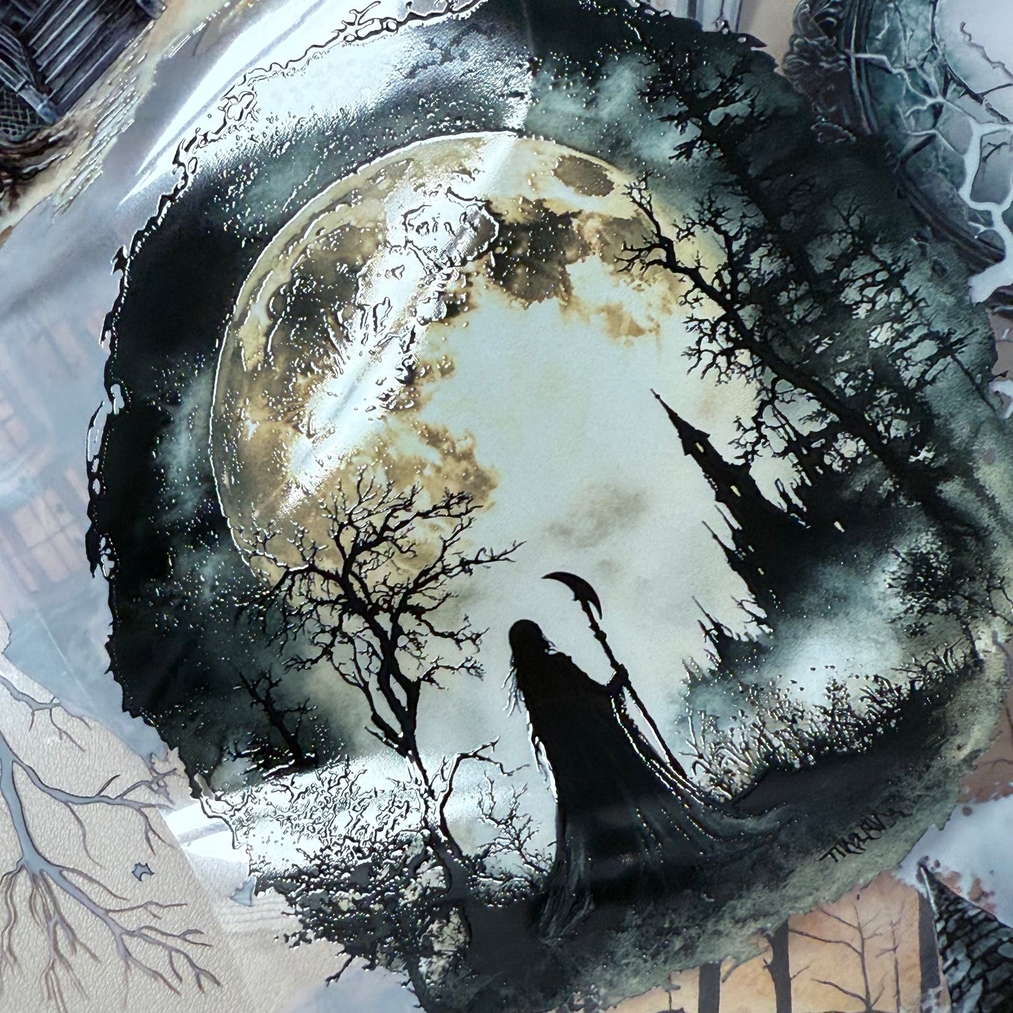 PET 3D raised Halloween Landscape  tape,one roll fashion, junk journal, scrapbooking,bullet journal, card making.