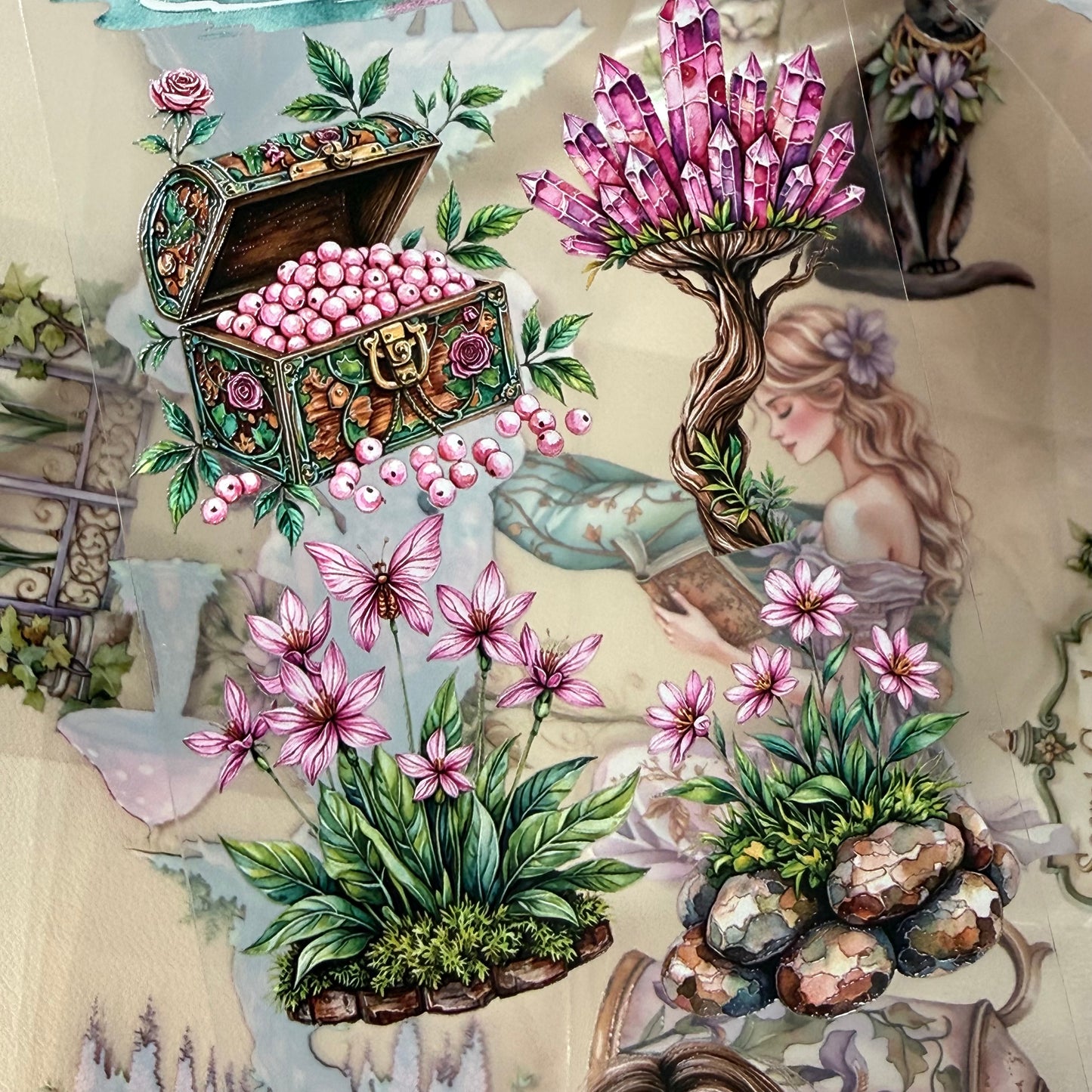 PET Iris and Ivy and  Fae Fairy Garden 3D raised tape,one roll fashion, junk journal, scrapbooking,bullet journal, card making.