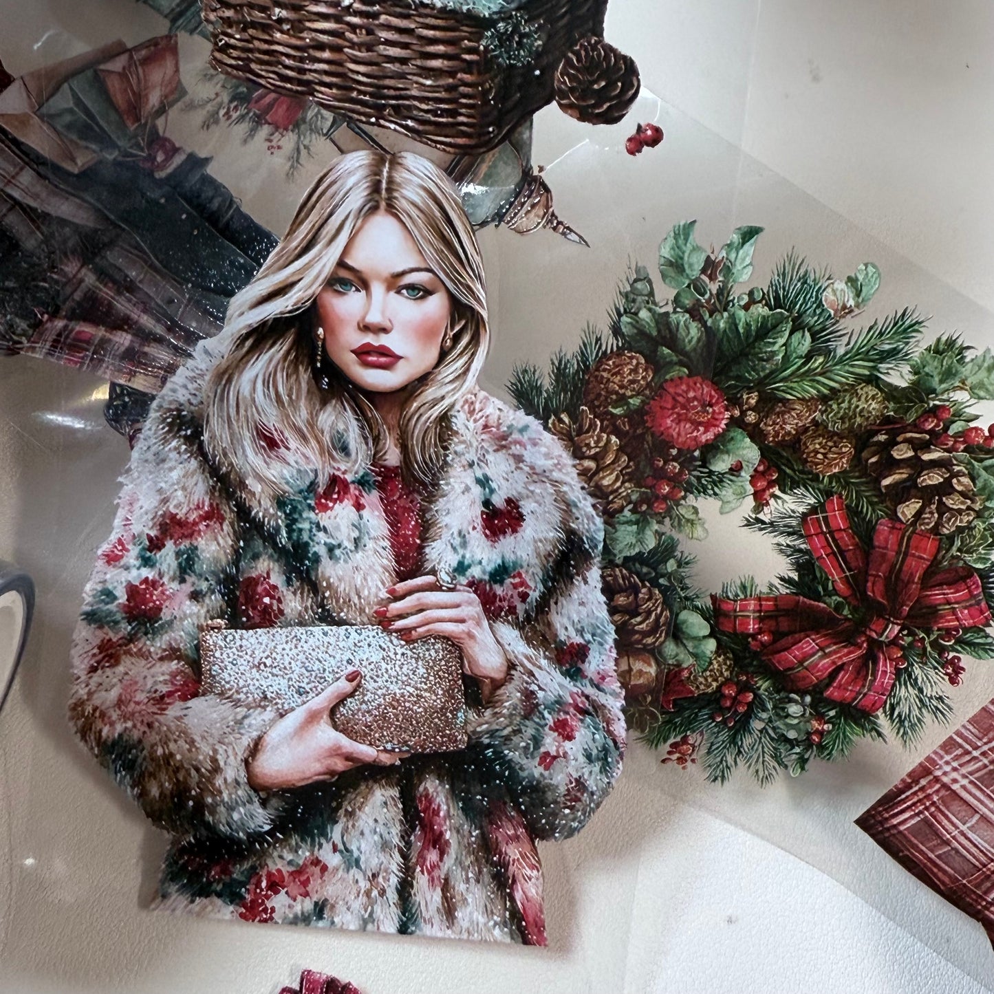 PET 3D raised Christmas Market and Frosted Winter tape,one roll fashion, junk journal, scrapbooking,bullet journal, card making.