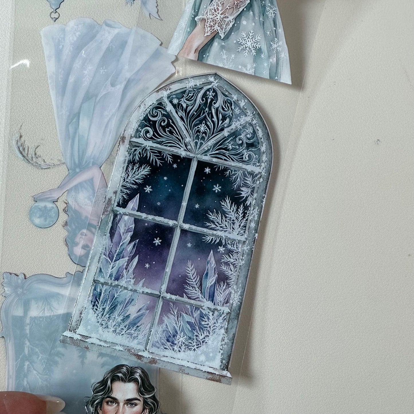 PET 3D raised Winter Oracle and Pastel Christmas tape,one roll fashion, junk journal, scrapbooking,bullet journal, card making.