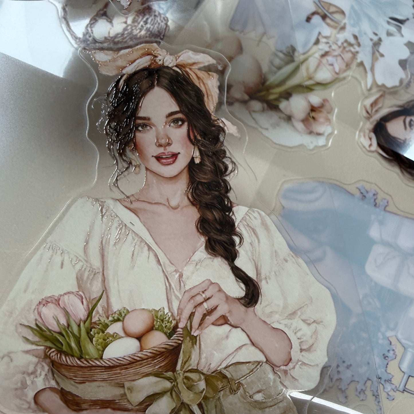 KISSCUT Rustic easter and Lavender Bouquet PET 3D raised tape,one roll fashion, junk journal, scrapbooking,bullet journal, card making.