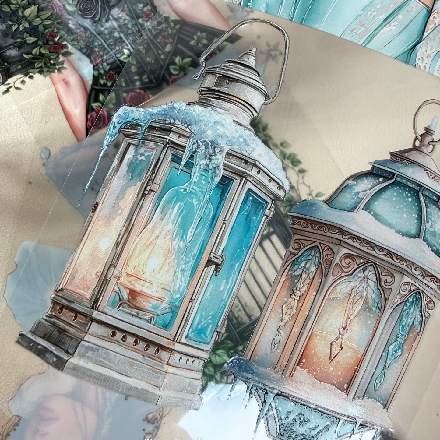 Ice Princess and Dark Gothic Garden PET 3D raised tape,one roll fashion, junk journal, scrapbooking,bullet journal, card making.
