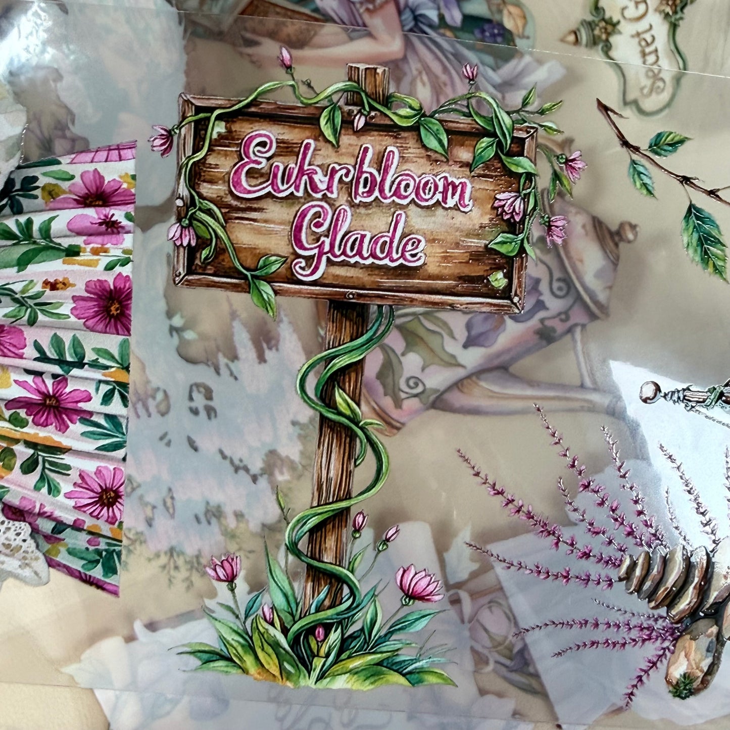 PET Iris and Ivy and  Fae Fairy Garden 3D raised tape,one roll fashion, junk journal, scrapbooking,bullet journal, card making.