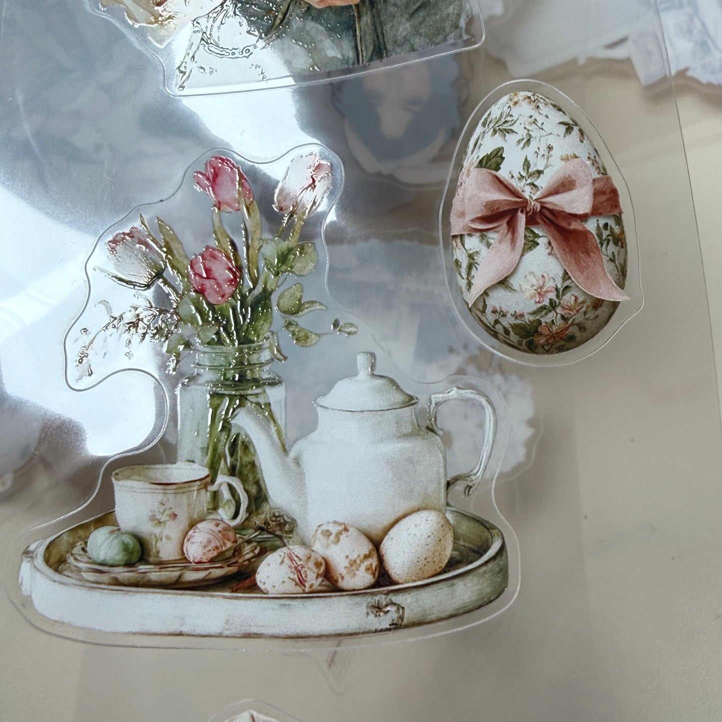 KISSCUT Rustic easter and Lavender Bouquet PET 3D raised tape,one roll fashion, junk journal, scrapbooking,bullet journal, card making.