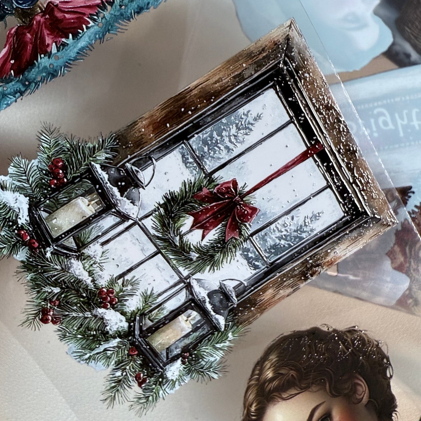 PET 3D raised Winter mood tape,one roll fashion, junk journal, scrapbooking,bullet journal, card making.