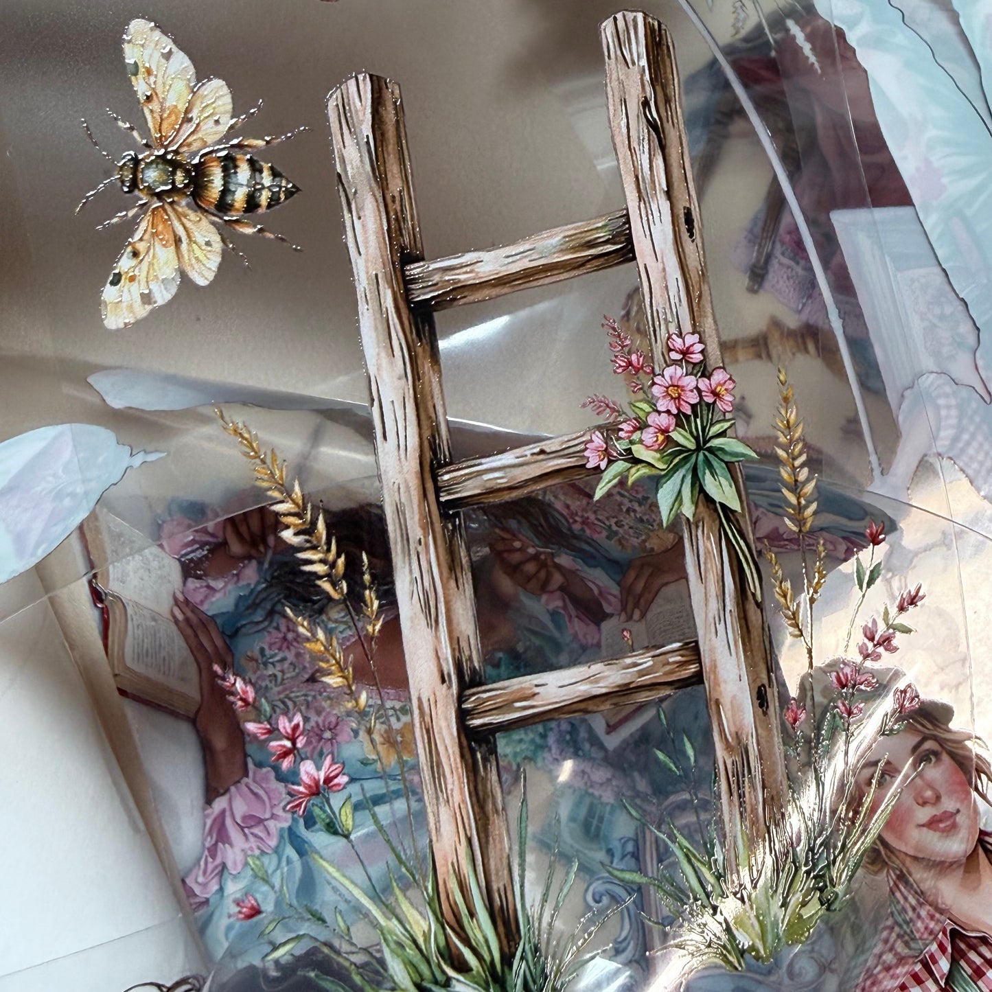 Golden Pastures and Florentine Flourish PET 3D raised tape,one roll fashion, junk journal, scrapbooking,bullet journal, card making.