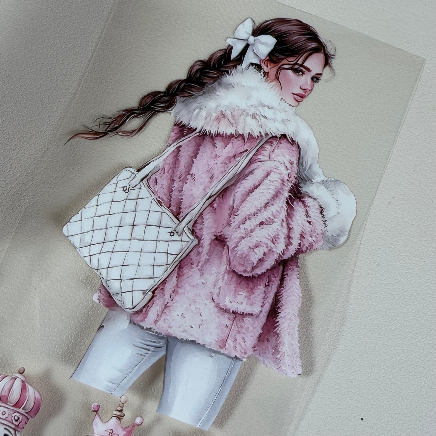 PET 3D raised Pink Glamour and Winter Stroll tape,one roll fashion, junk journal, scrapbooking,bullet journal, card making.