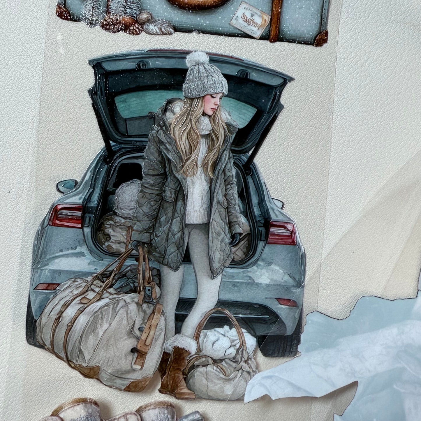 PET 3D raised Winter Adventure and Glam Christmas tape,one roll fashion, junk journal, scrapbooking,bullet journal, card making.