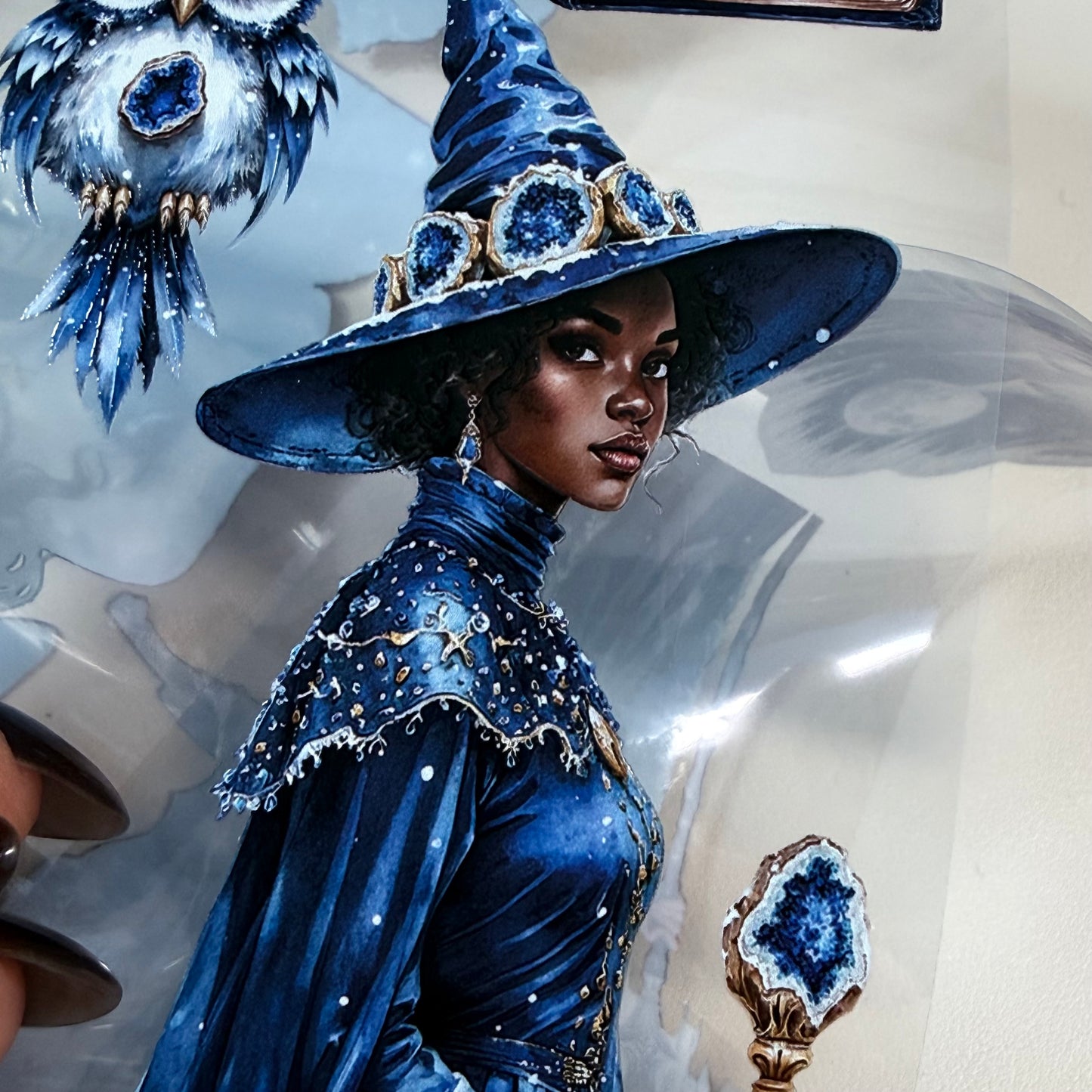 Moonlit Frost Witch and Lapis Lazuli Winter Witch PET 3D raised tape,one roll fashion, junk journal, scrapbooking,bullet journal, card making.