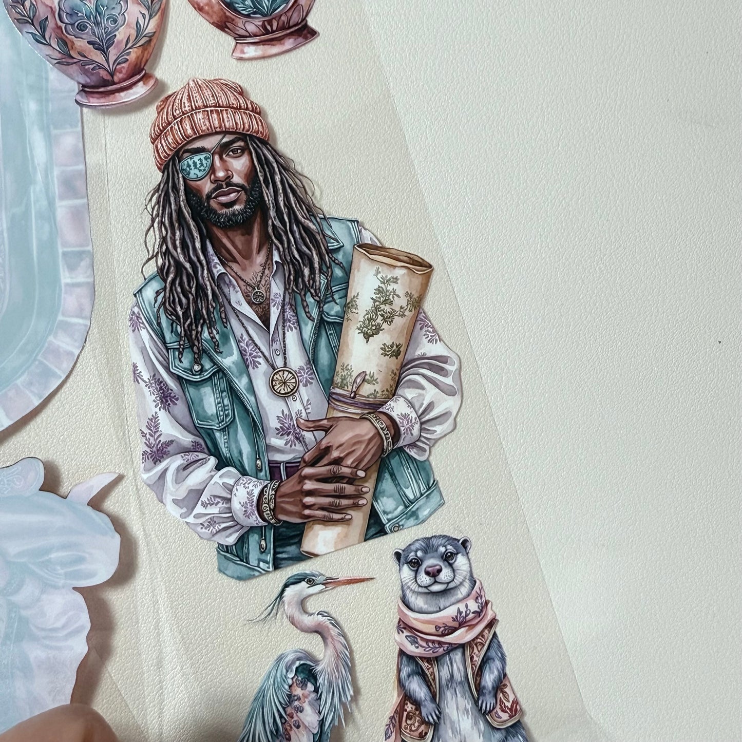 PET 3D raised Moroccan Saffron and Riverstone Dreams tape,one roll fashion, junk journal, scrapbooking,bullet journal, card making.