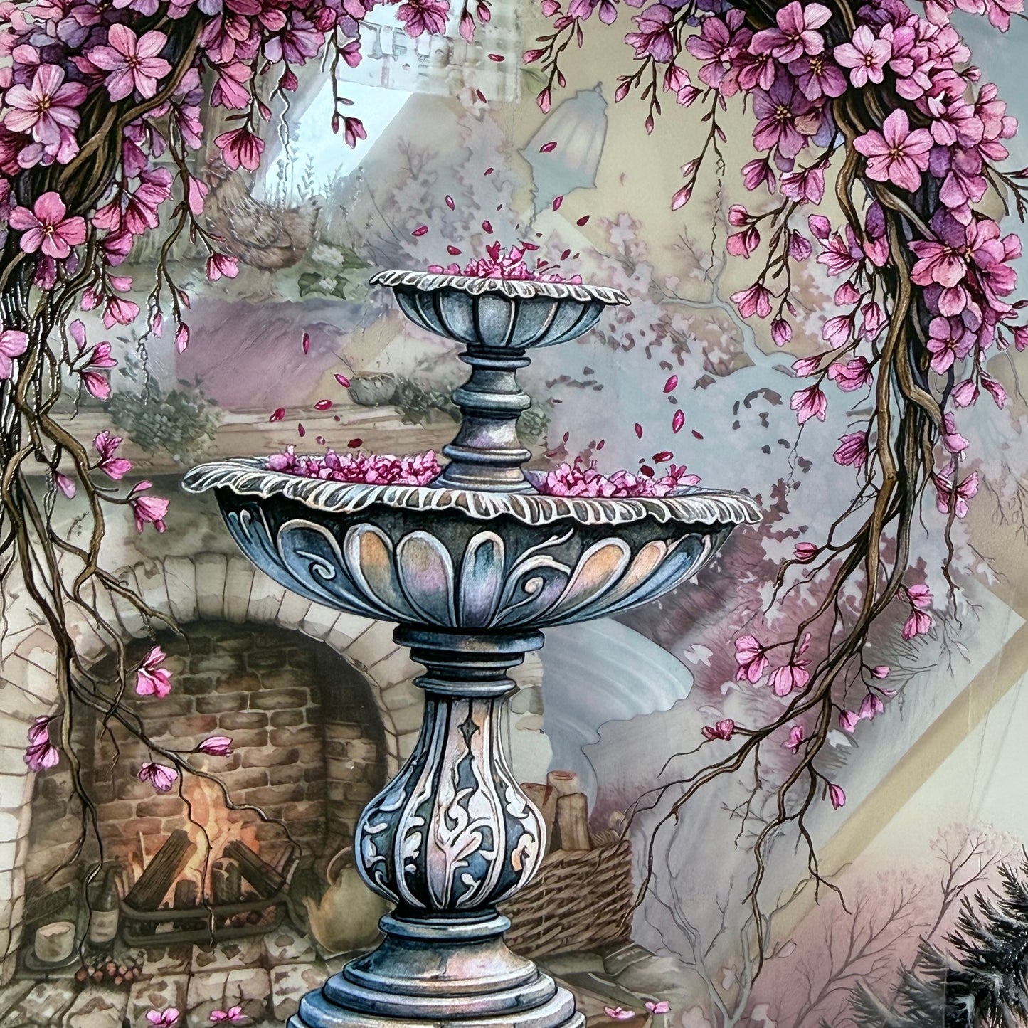 PET 3D raised Spring Landscape2 tape,one roll fashion, junk journal, scrapbooking,bullet journal, card making.