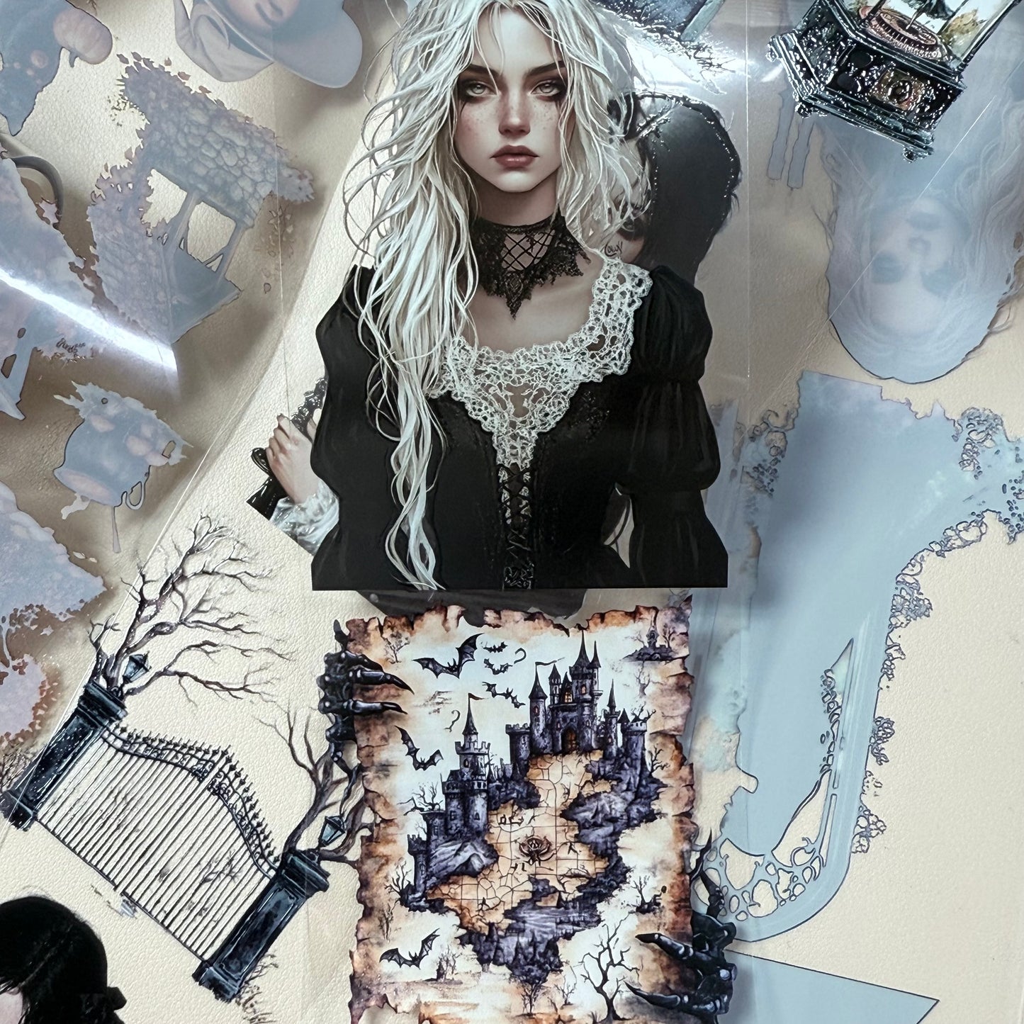 PET 3D raised Haunted house3 and Witching Autumn tape,one roll fashion, junk journal, scrapbooking,bullet journal, card making.