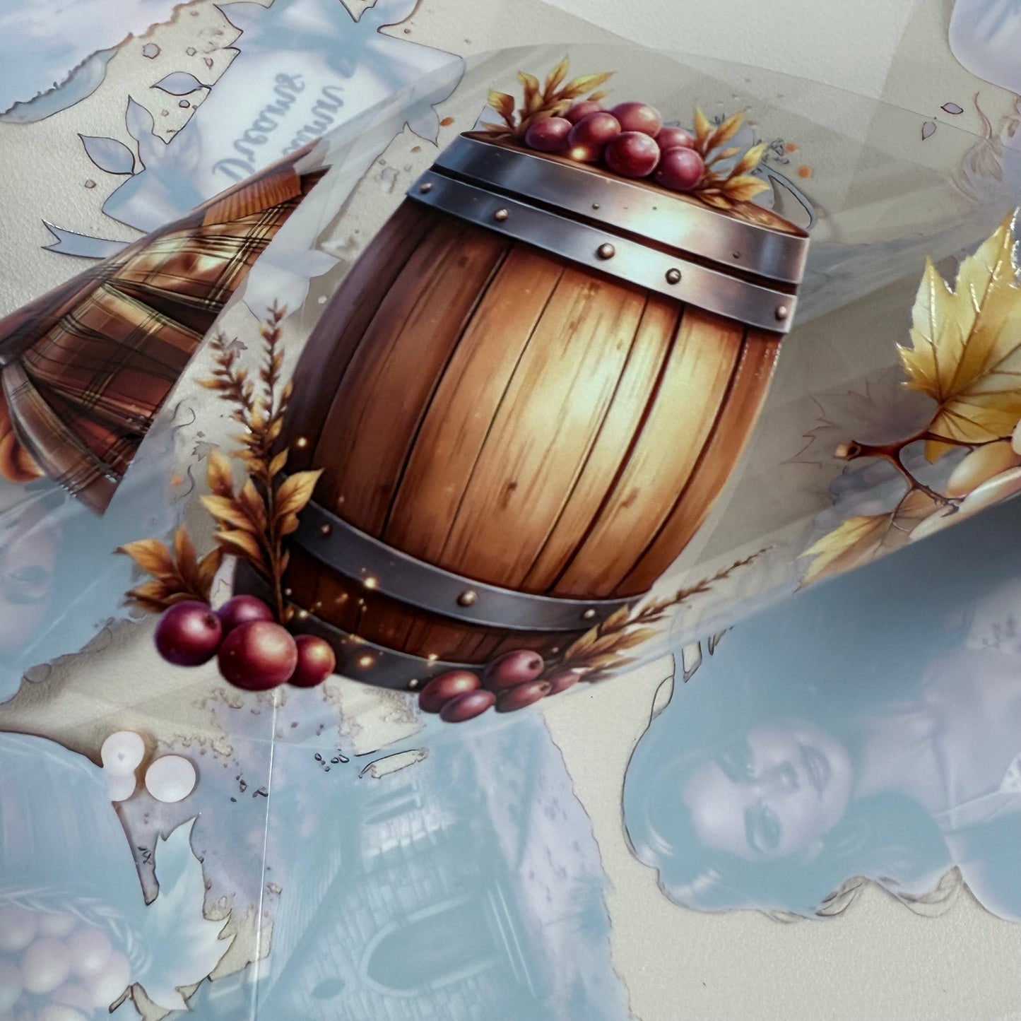 PET 3D raised Autumn Enchantment and Vineyard tape,one roll fashion, junk journal, scrapbooking,bullet journal, card making.