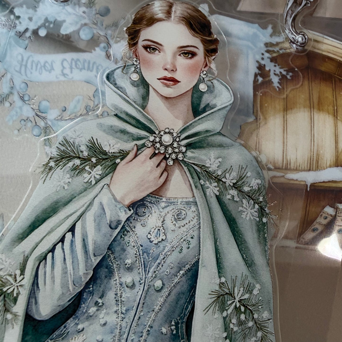 KISSCUT  Winter Elven Couture and Topaz Winter Witch PET 3D raised tape,one roll fashion, junk journal, scrapbooking,bullet journal, card making.