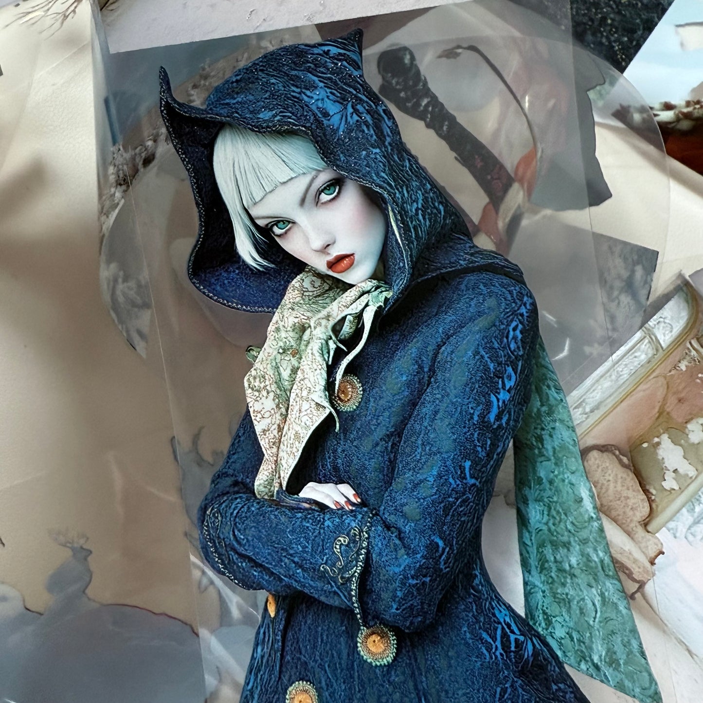 PET 3D raised Winter Girls and Fantasy Christmas tape,one roll fashion, junk journal, scrapbooking,bullet journal, card making.