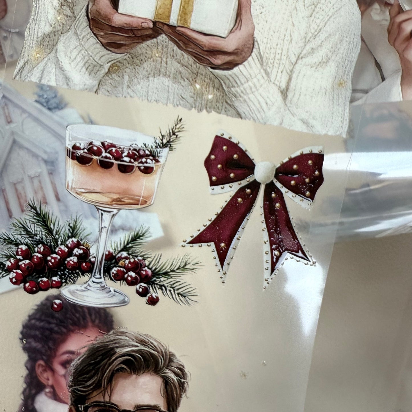 PET 3D raised Classy Old Money and White Luxe Crhistmas tape,one roll fashion, junk journal, scrapbooking,bullet journal, card making.