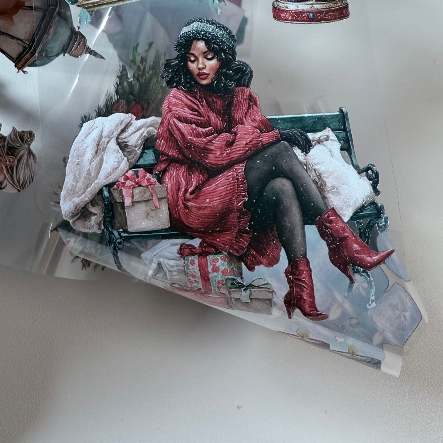 PET 3D raised Christmas Market and Frosted Winter tape,one roll fashion, junk journal, scrapbooking,bullet journal, card making.