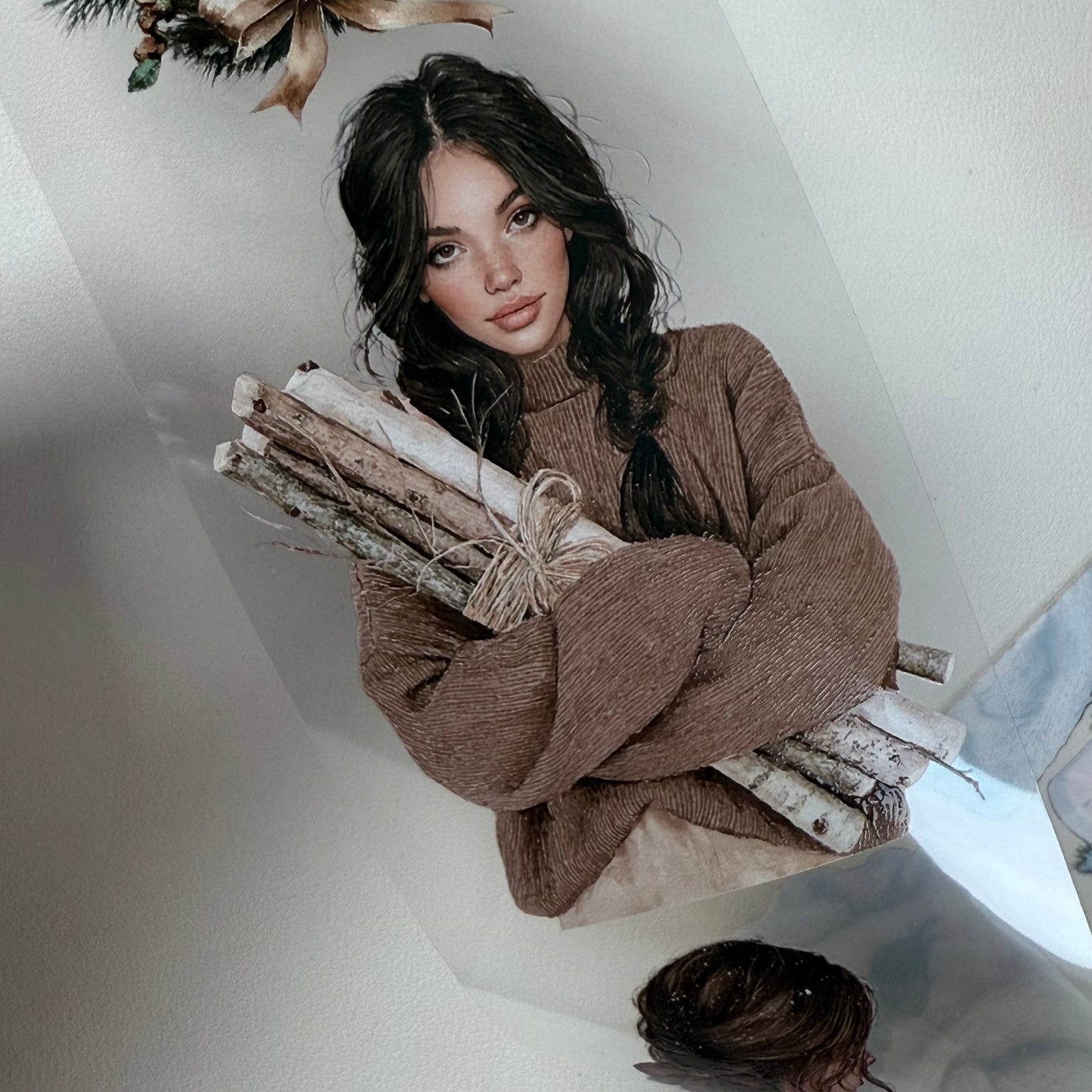 PET 3D raised Classic Christmas and Wooden Cabin tape,one roll fashion, junk journal, scrapbooking,bullet journal, card making.