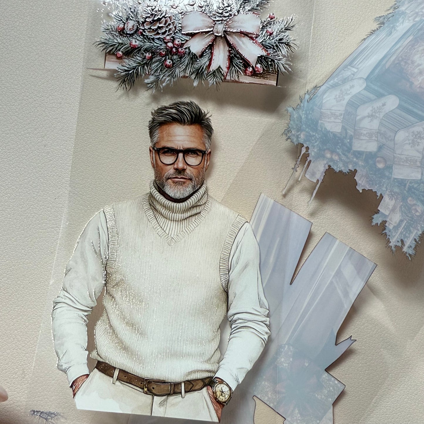 PET 3D raised Snowflake Wishes and Luxe White Christmas tape,one roll fashion, junk journal, scrapbooking,bullet journal, card making.