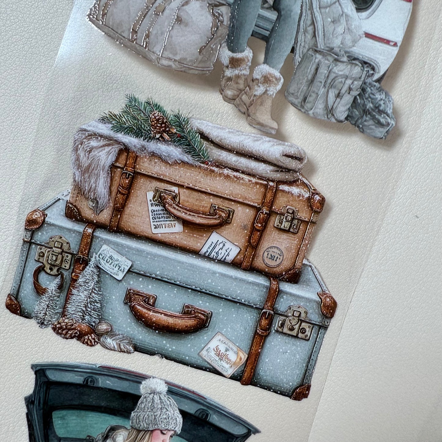 PET 3D raised Winter Adventure and Glam Christmas tape,one roll fashion, junk journal, scrapbooking,bullet journal, card making.