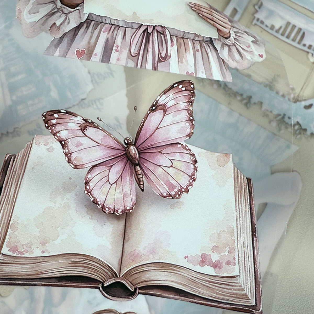 PET Romantic Tea and Love Letters 3D raised tape,one roll fashion, junk journal, scrapbooking,bullet journal, card making.