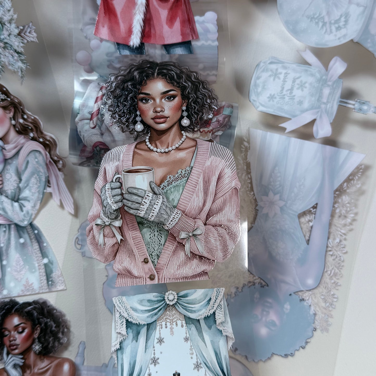 PET 3D raised Candy Cane Lane2 and Holiday Dreams tape,one roll fashion, junk journal, scrapbooking,bullet journal, card making.