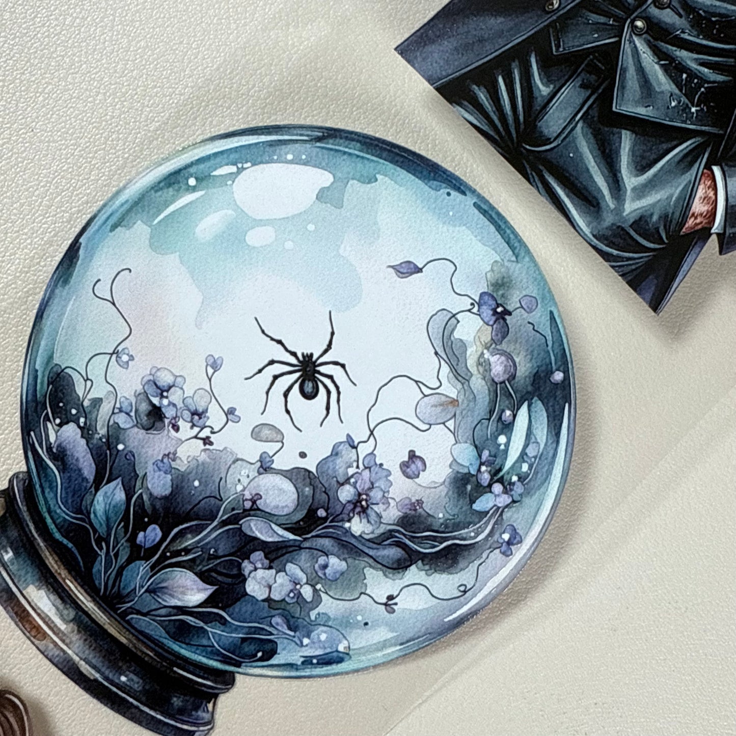 PET 3D raised Spider Queen and Dark Whispers tape,one roll fashion, junk journal, scrapbooking,bullet journal, card making.