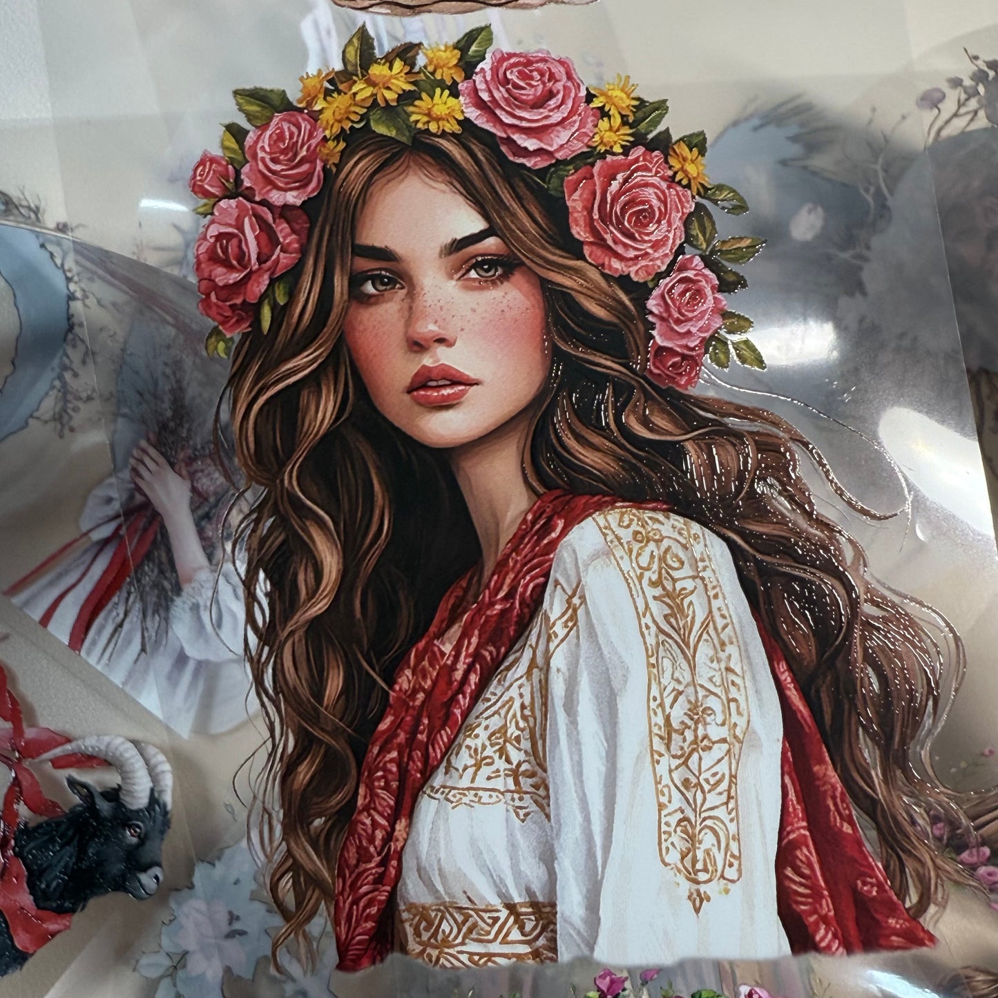 PET 3D raised Slavic Witch and Beltane day tape,one roll fashion, junk journal, scrapbooking,bullet journal, card making.