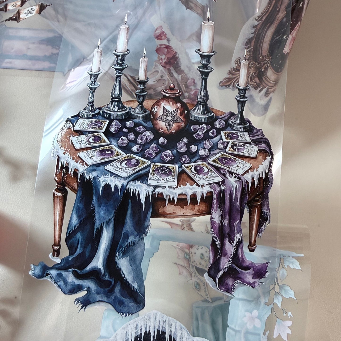 PET 3D raised Frosterd witch landscape tape,one roll fashion, junk journal, scrapbooking,bullet journal, card making.