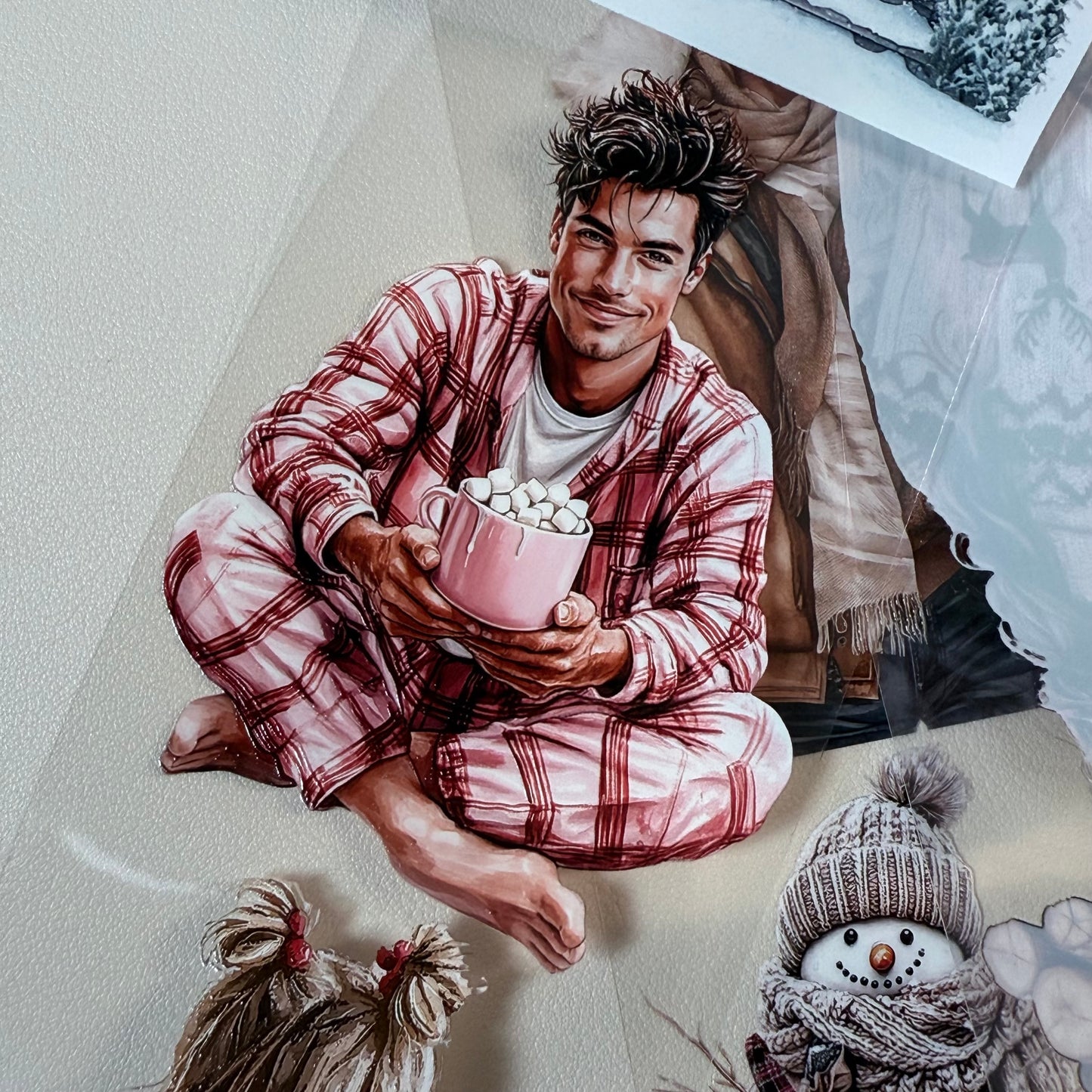 PET 3D raised Winter Wonderland and Blush Christmas tape,one roll fashion, junk journal, scrapbooking,bullet journal, card making.