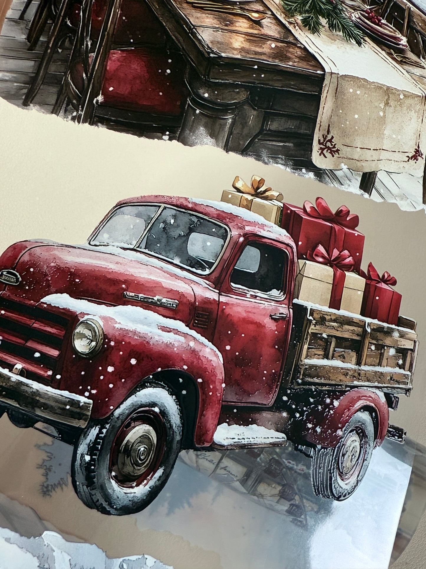 PET 3D raised Winter Landscape4 tape,one roll fashion, junk journal, scrapbooking,bullet journal, card making.