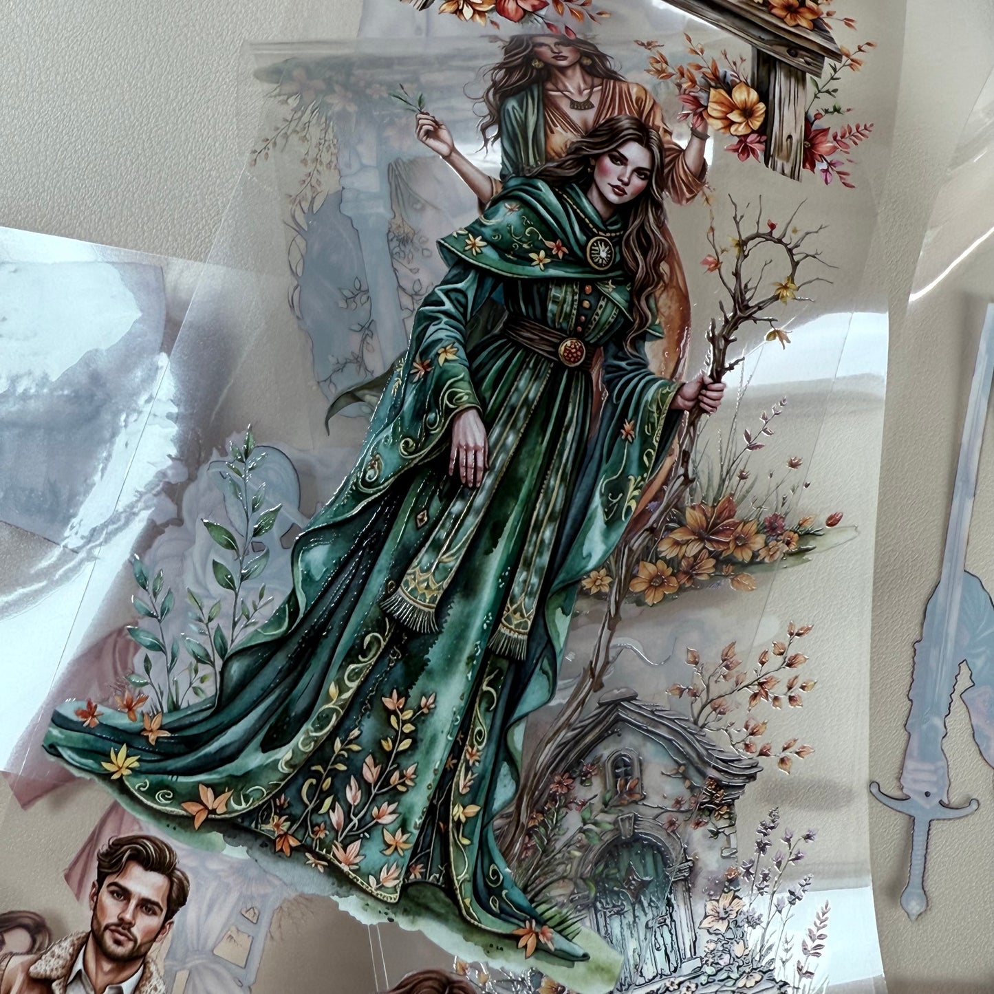 PET 3D raised Enchanted Druidic Grove and Autumn Soft Nostalgia tape,one roll fashion, junk journal, scrapbooking,bullet journal, card making.