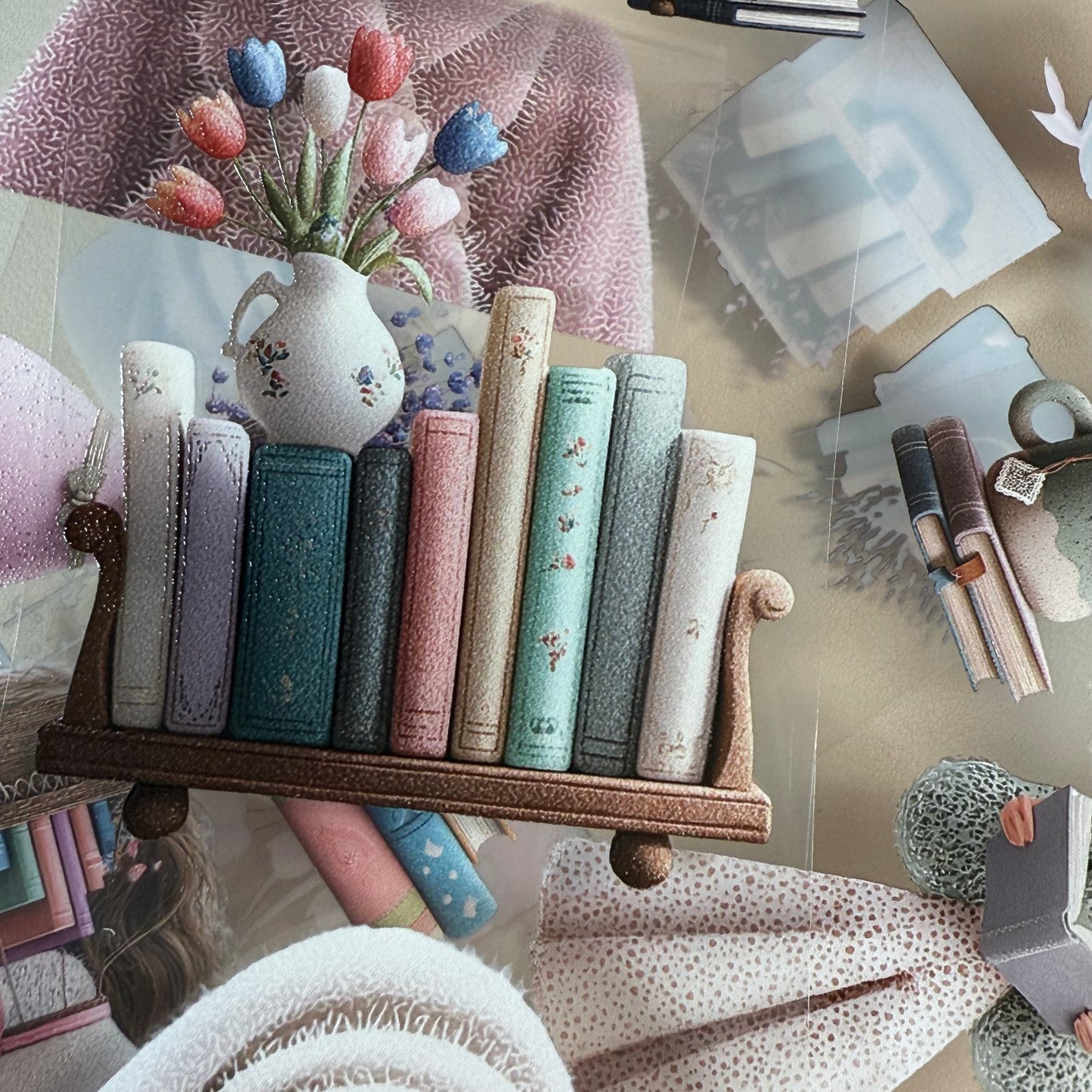 PET 3D raised Girls Planner and Whimsical Reading tape,one roll fashion, junk journal, scrapbooking,bullet journal, card making.