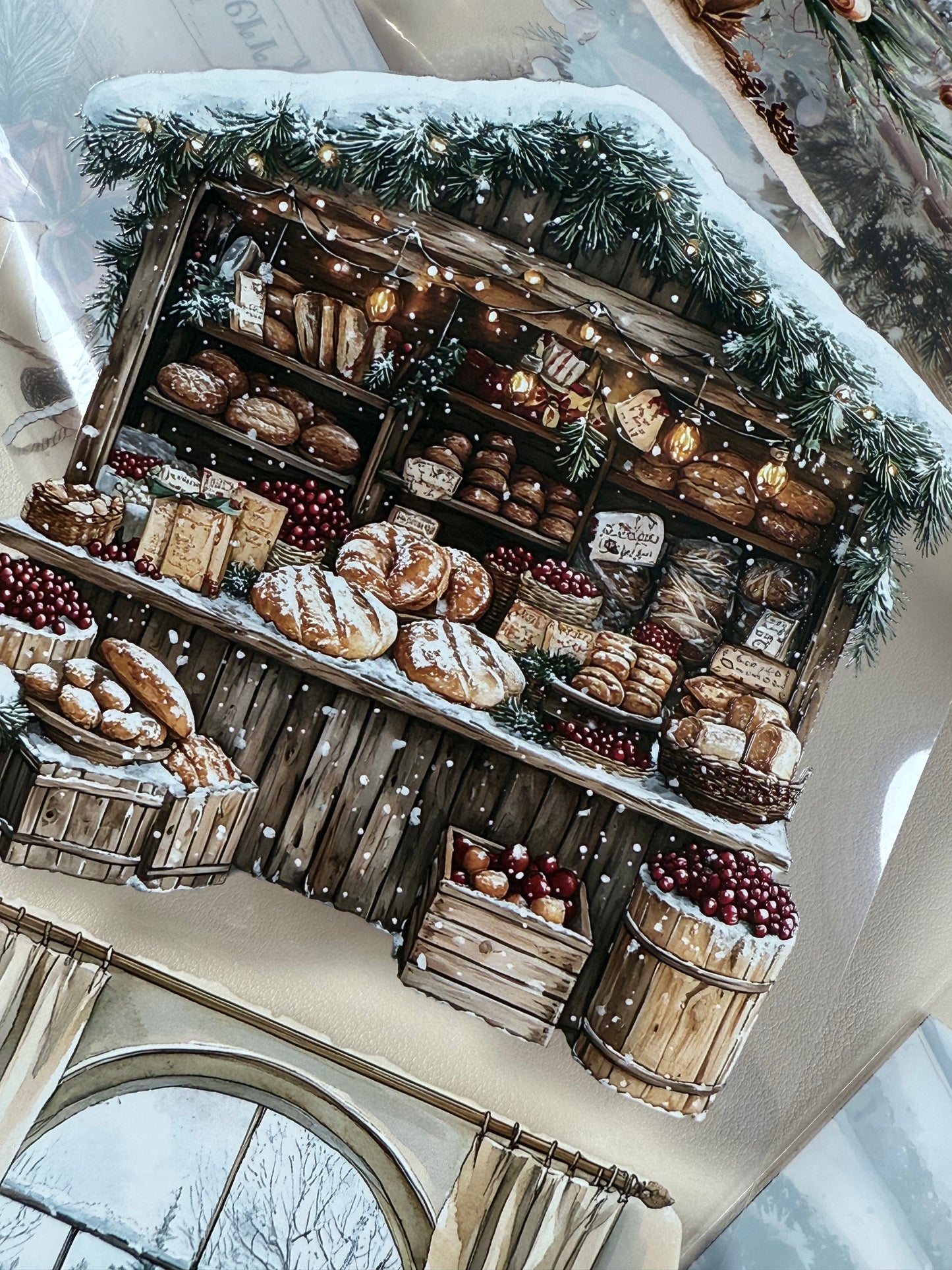 PET 3D raised Winter Landscape4 tape,one roll fashion, junk journal, scrapbooking,bullet journal, card making.