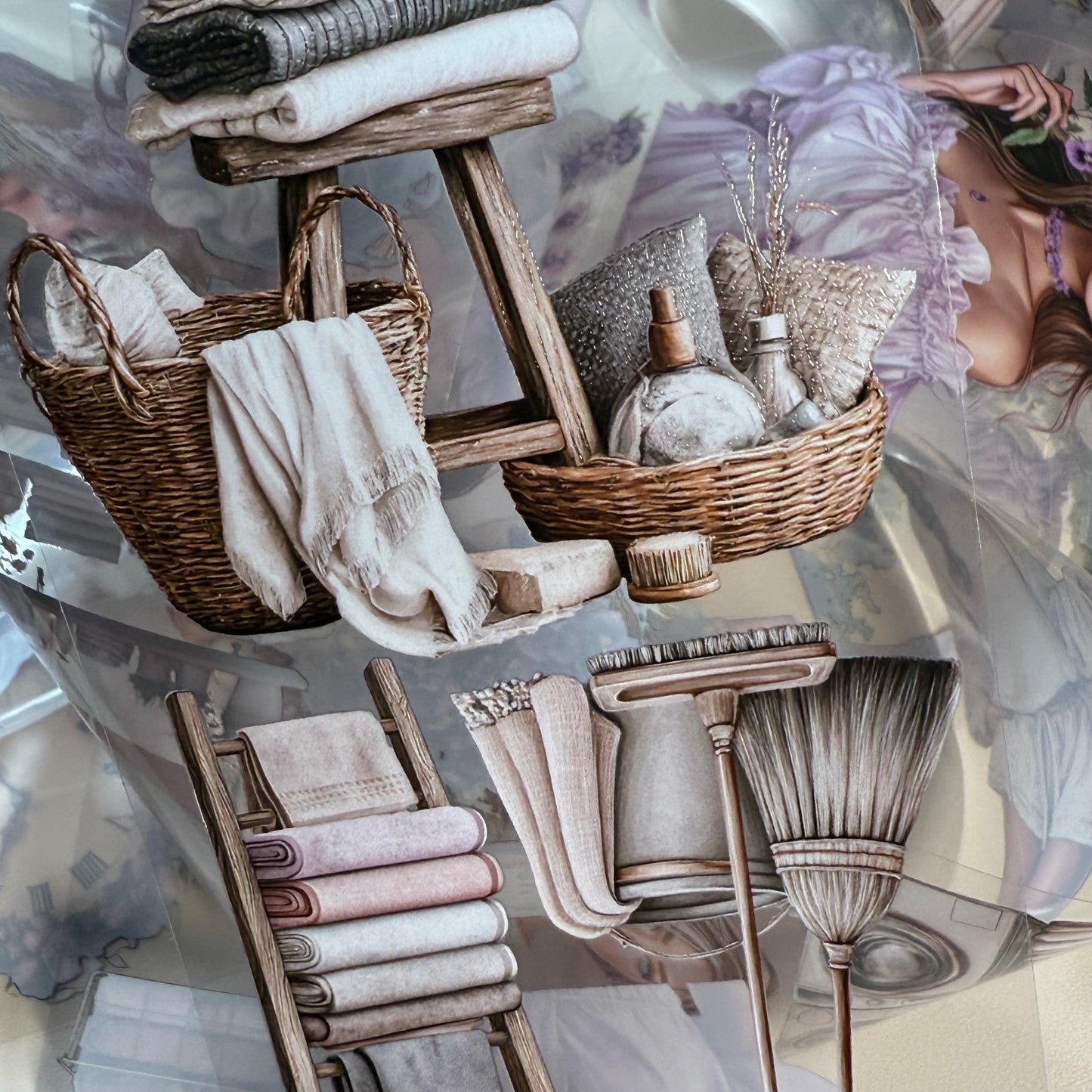 PET 3D raised Laundry day and Sunny pansies ape,one roll fashion, junk journal, scrapbooking,bullet journal, card making.