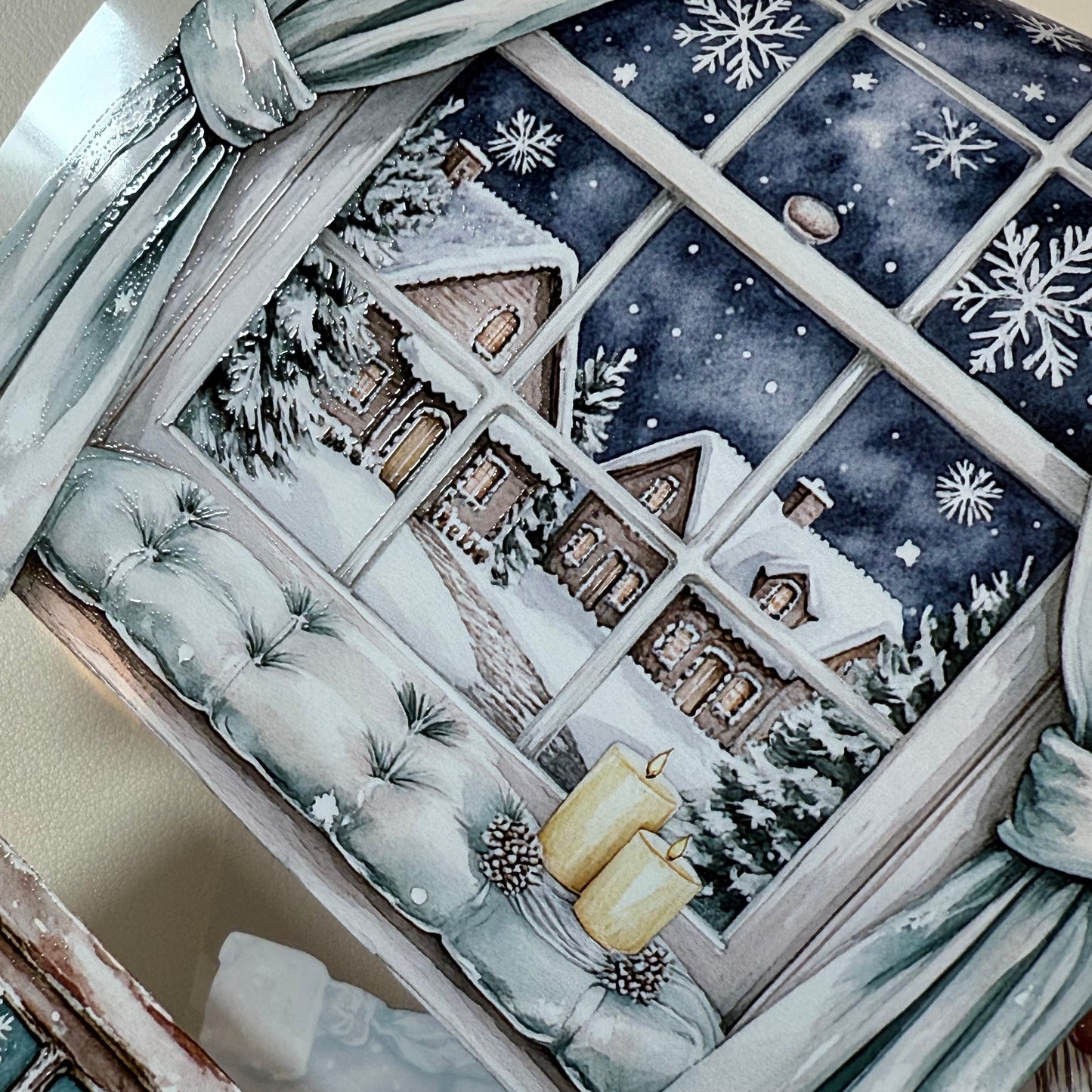 PET 3D raised Winter Landscape tape,one roll fashion, junk journal, scrapbooking,bullet journal, card making.