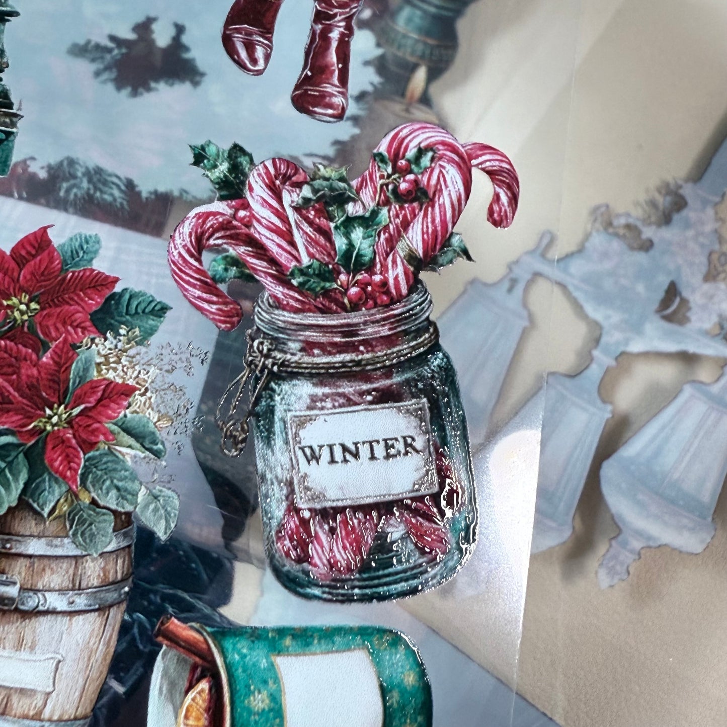 PET 3D raised Christmas Market and Frosted Winter tape,one roll fashion, junk journal, scrapbooking,bullet journal, card making.