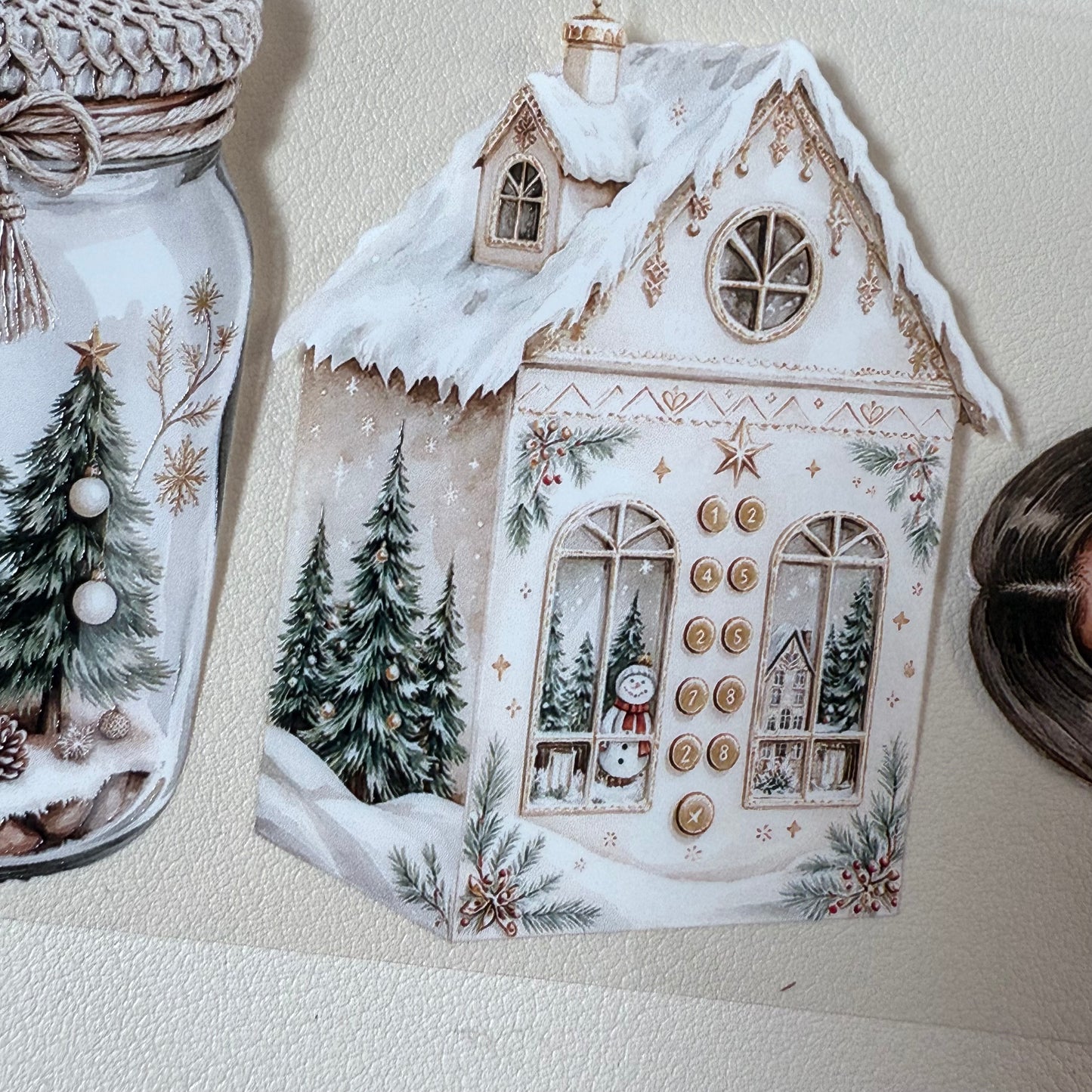 PET 3D raised Christmas in the city and Boho Golden Christmas tape,one roll fashion, junk journal, scrapbooking,bullet journal, card making.