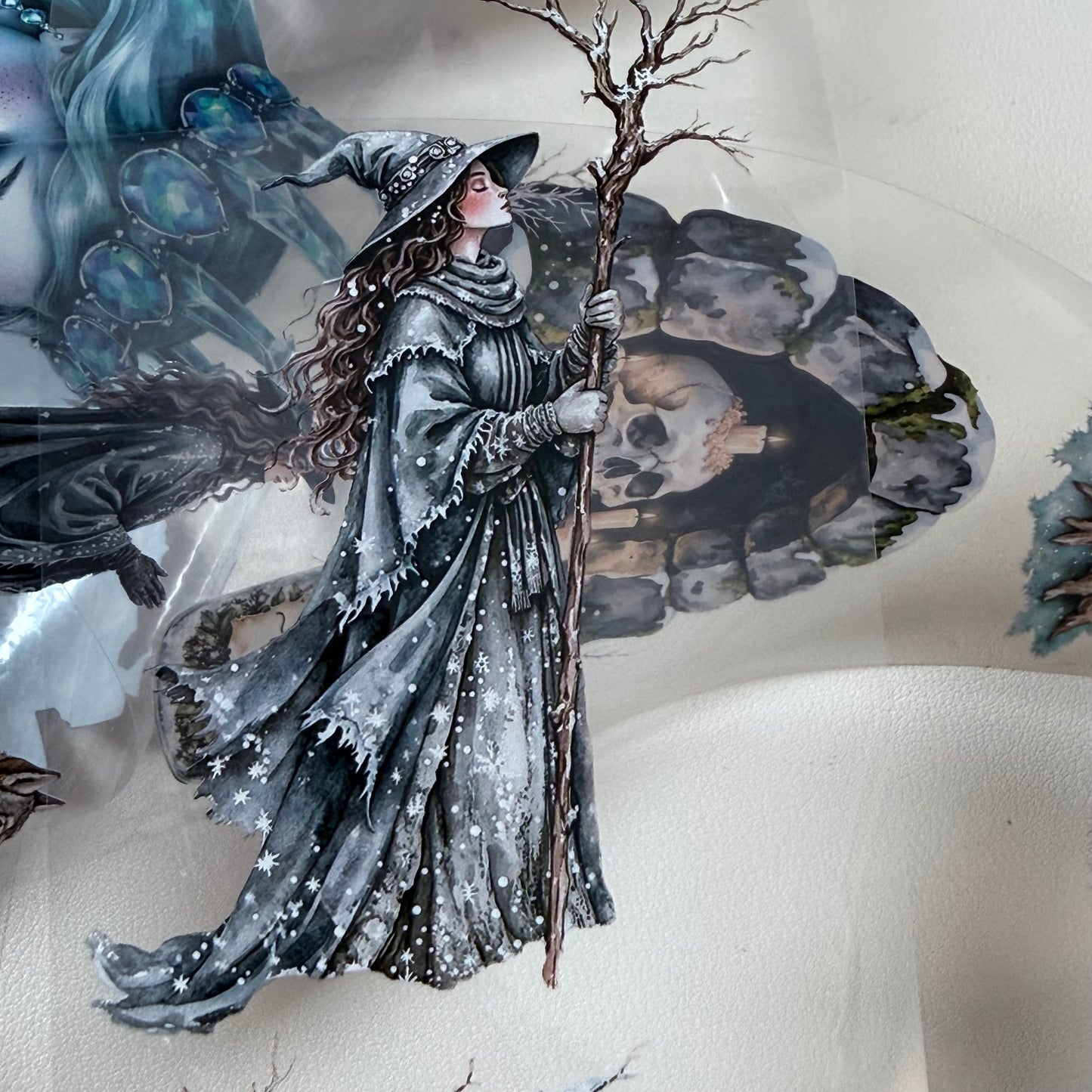 Opaline Winter Witch and Winterwood Witch PET 3D raised tape,one roll fashion, junk journal, scrapbooking,bullet journal, card making.