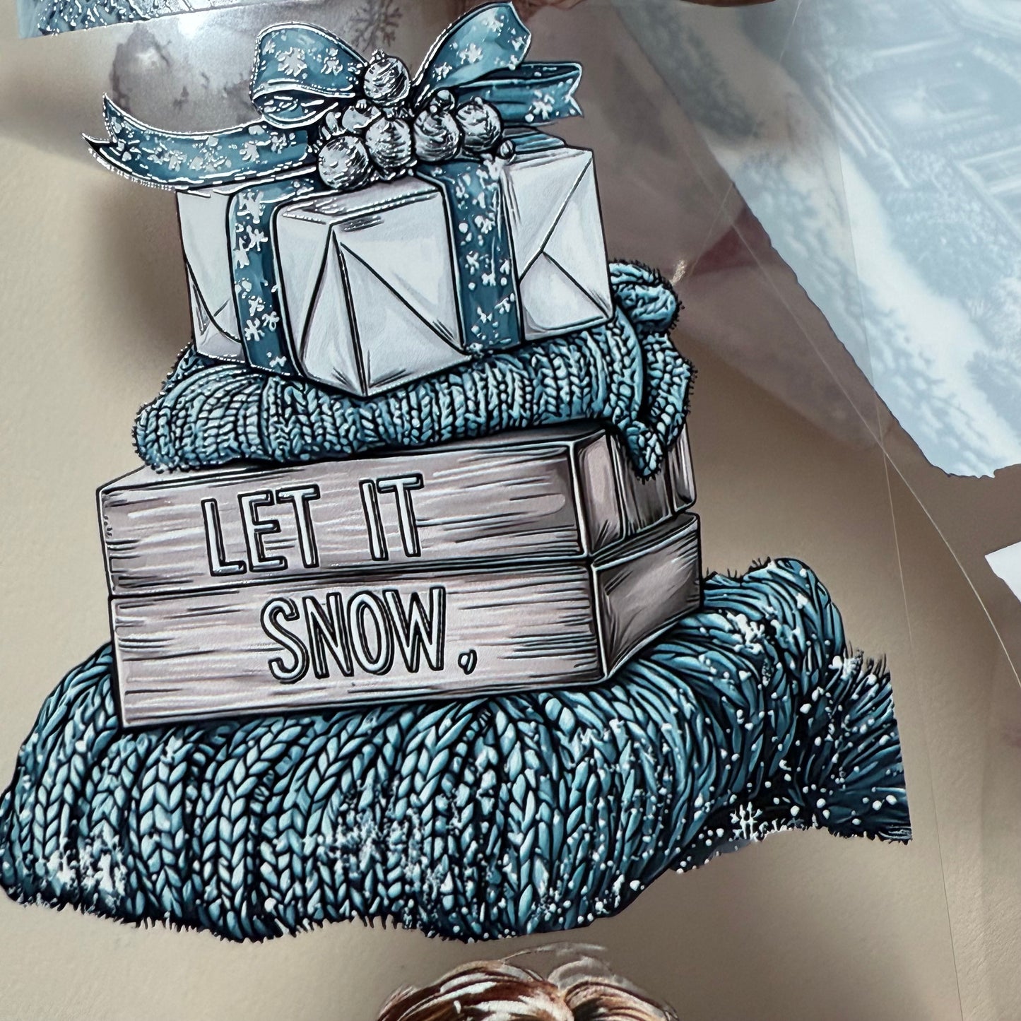 PET 3D raised Pink Winter and Winter Wishes tape,one roll fashion, junk journal, scrapbooking,bullet journal, card making.