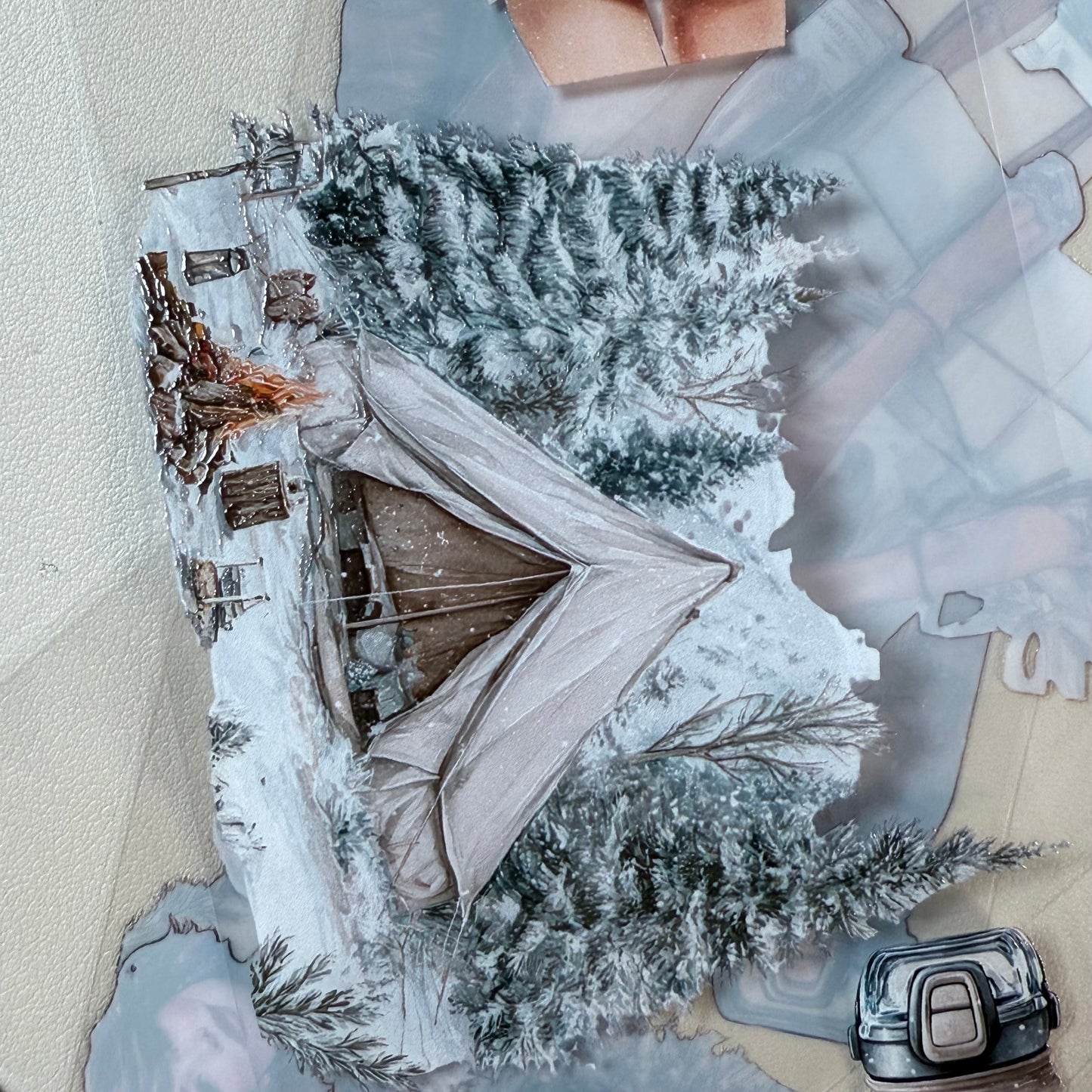 PET 3D raised Winter Adventure and Glam Christmas tape,one roll fashion, junk journal, scrapbooking,bullet journal, card making.