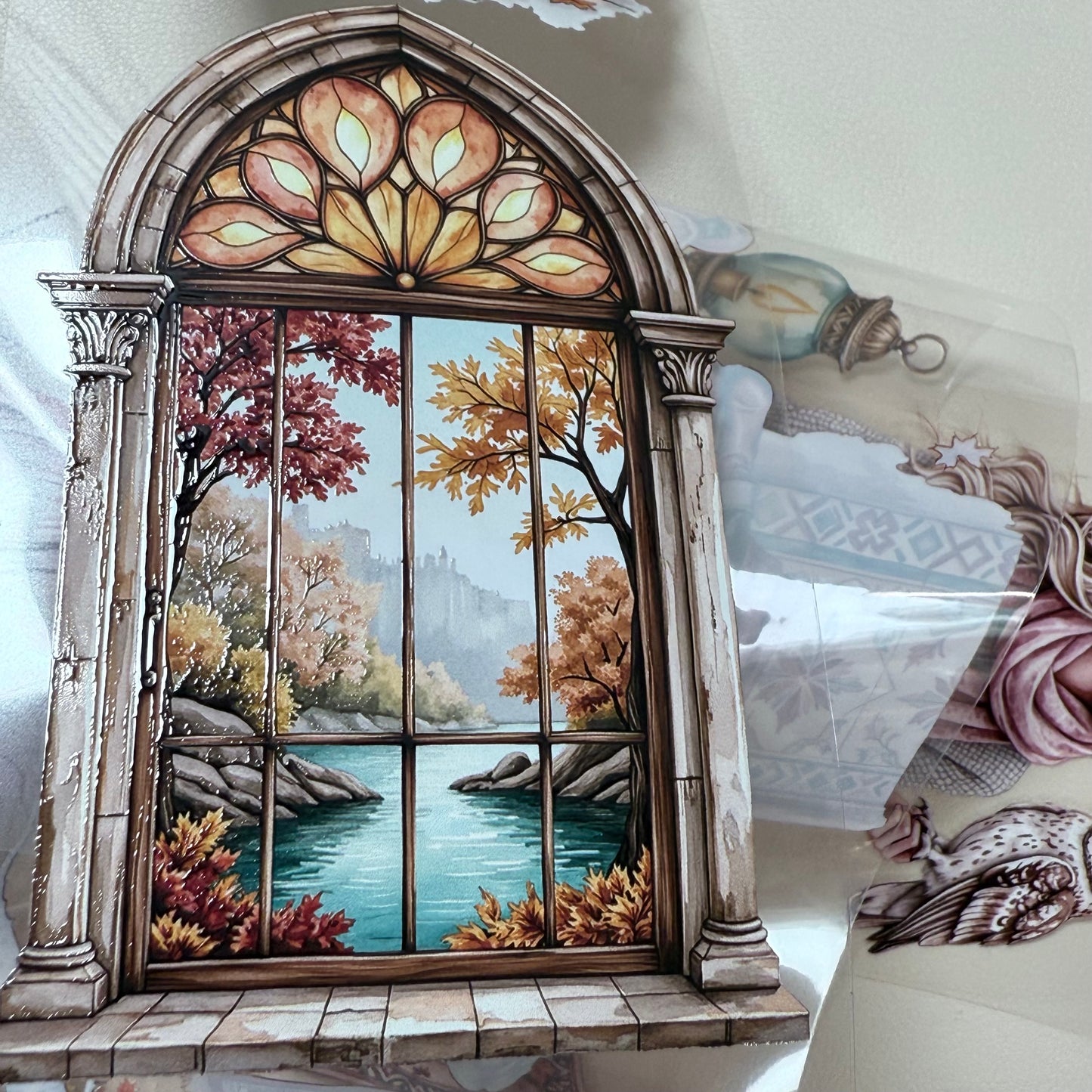 PET 3D raised Autumn oriental spices and Autumn in palerose tape,one roll fashion, junk journal, scrapbooking,bullet journal, card making.