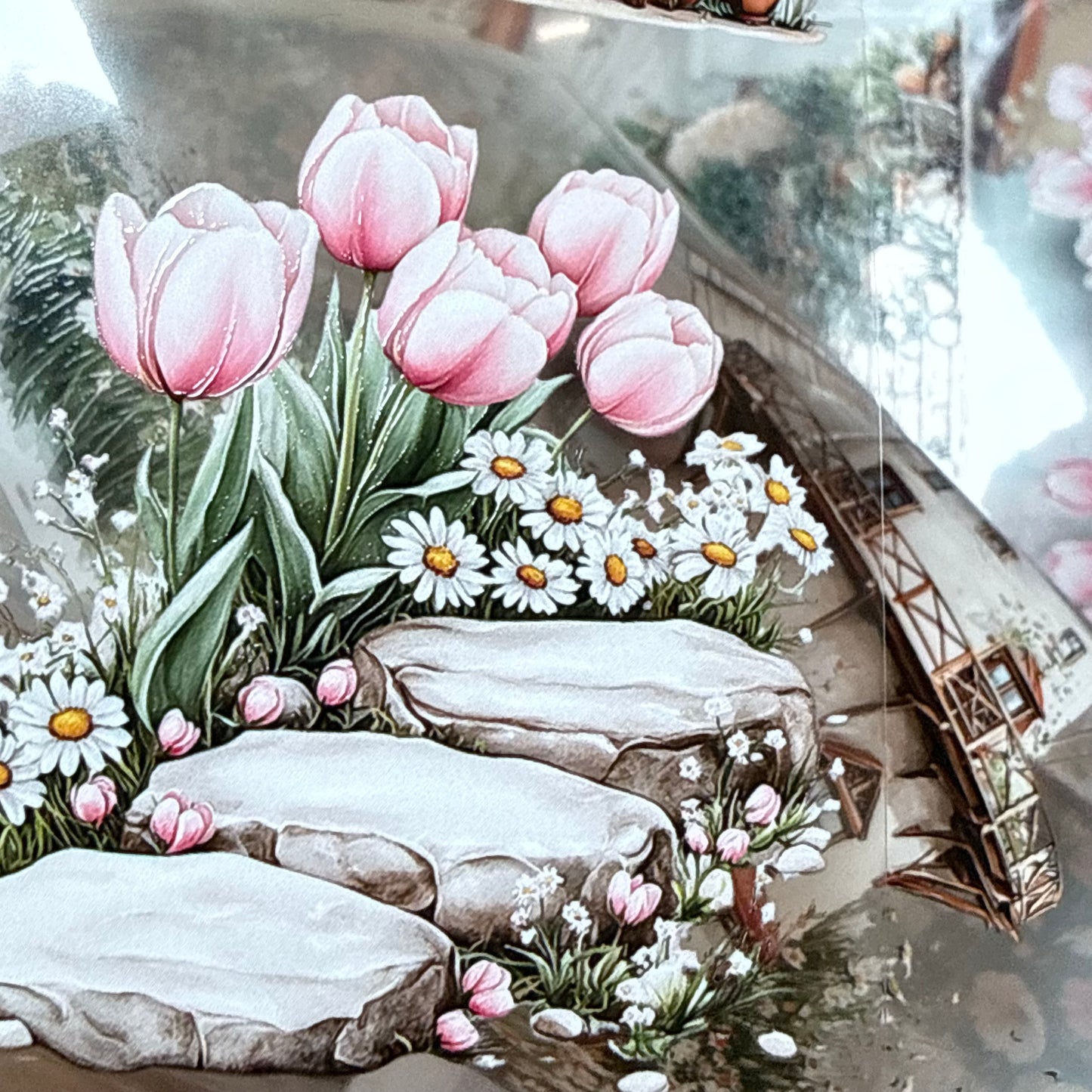 PET 3D raised Spring Landscape 3 tape,one roll fashion, junk journal, scrapbooking,bullet journal, card making.