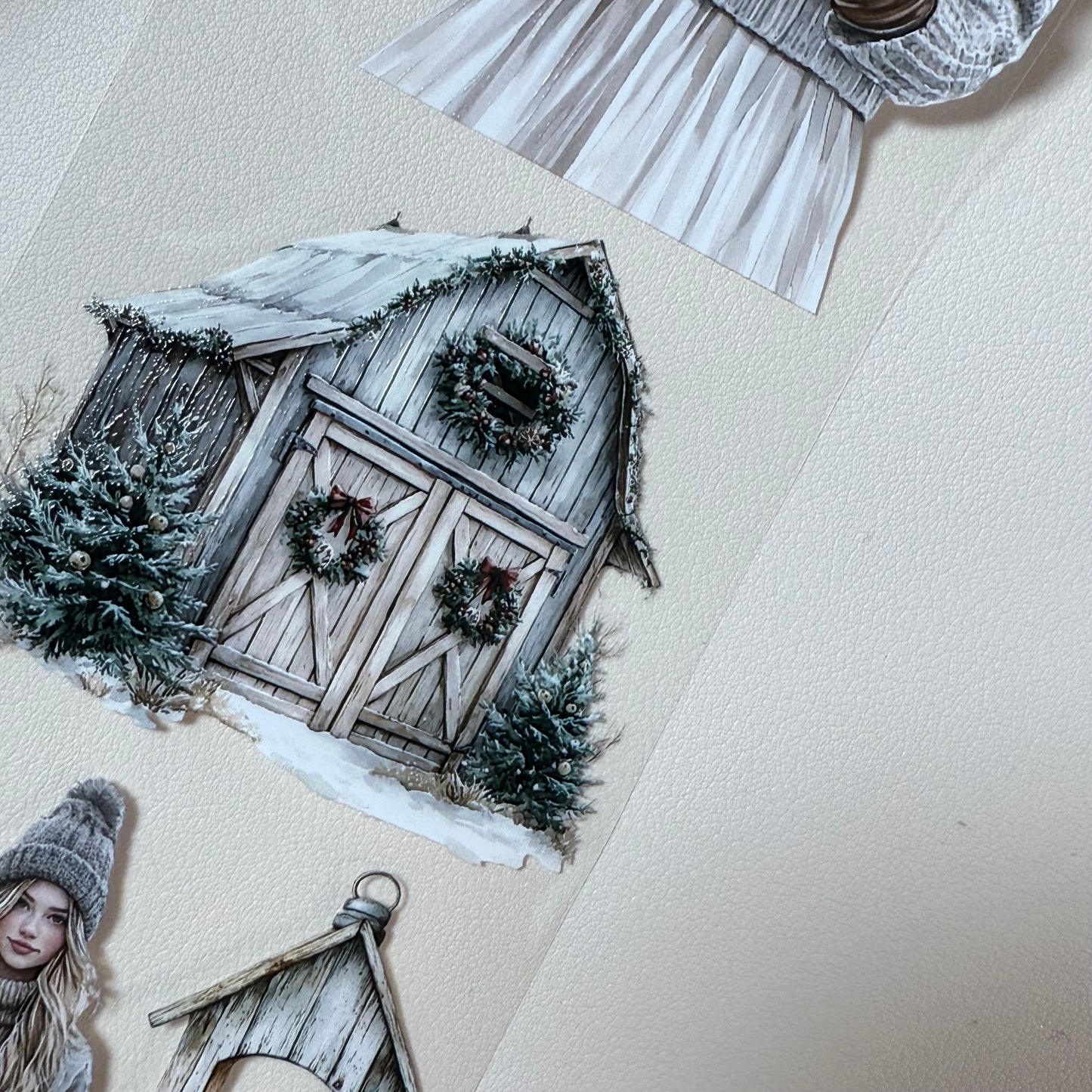 PET 3D raised Blush Noel Studio and Rustic Christmas tape,one roll fashion, junk journal, scrapbooking,bullet journal, card making.