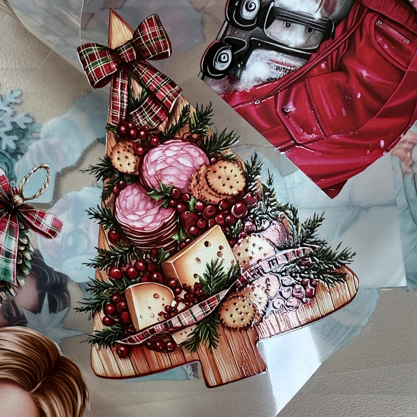 PET 3D raised Rustic Christmas and Frosted Northern lights tape,one roll fashion, junk journal, scrapbooking,bullet journal, card making.