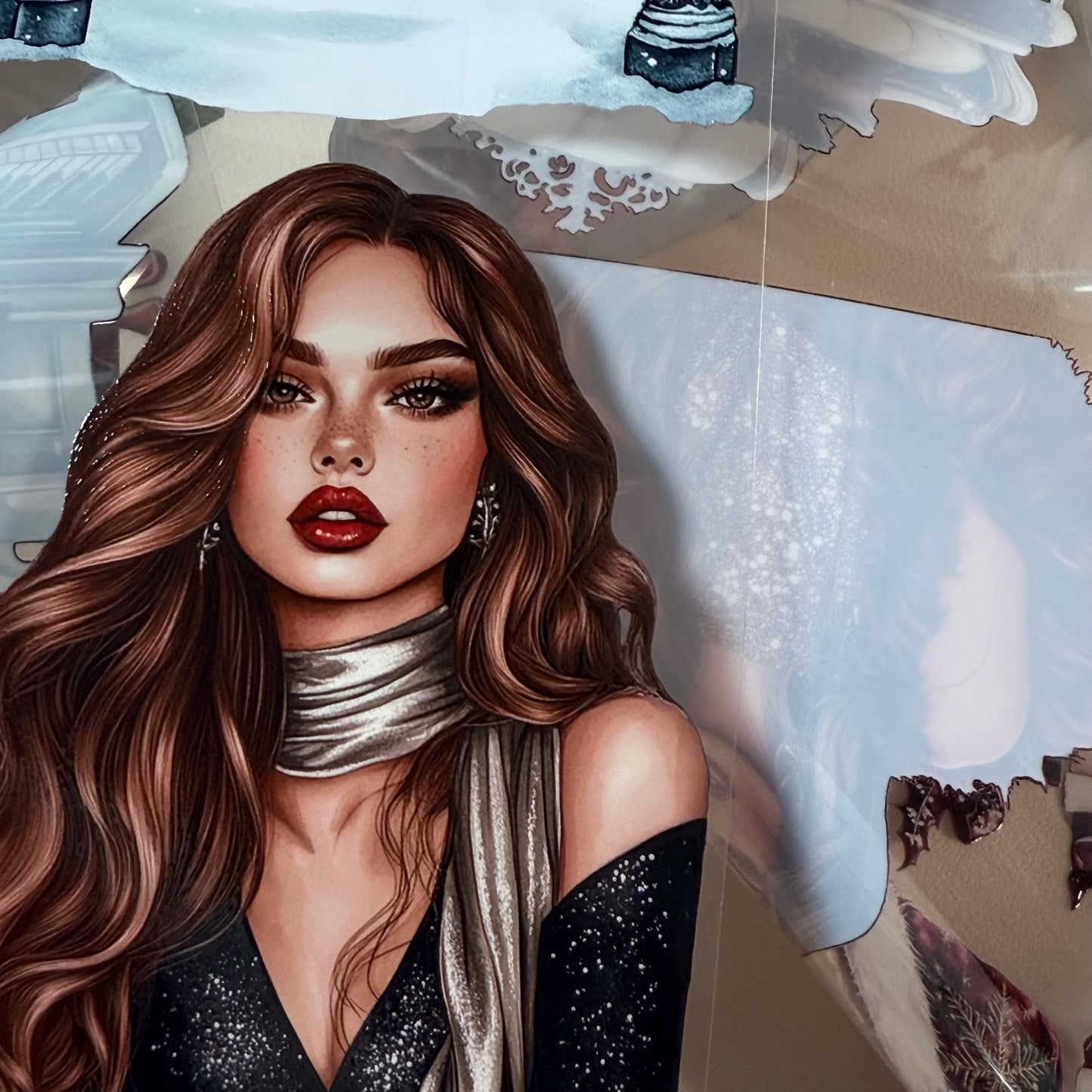 PET 3D raised Midnight Mistletoe and Holiday Magic tape,one roll fashion, junk journal, scrapbooking,bullet journal, card making.