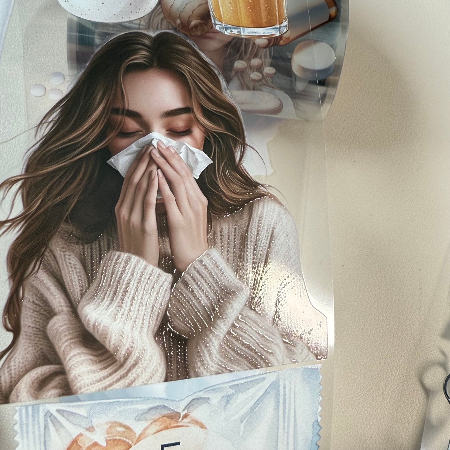 PET 3D raised Sick Days and The Hair Salon tape,one roll fashion, junk journal, scrapbooking,bullet journal, card making.